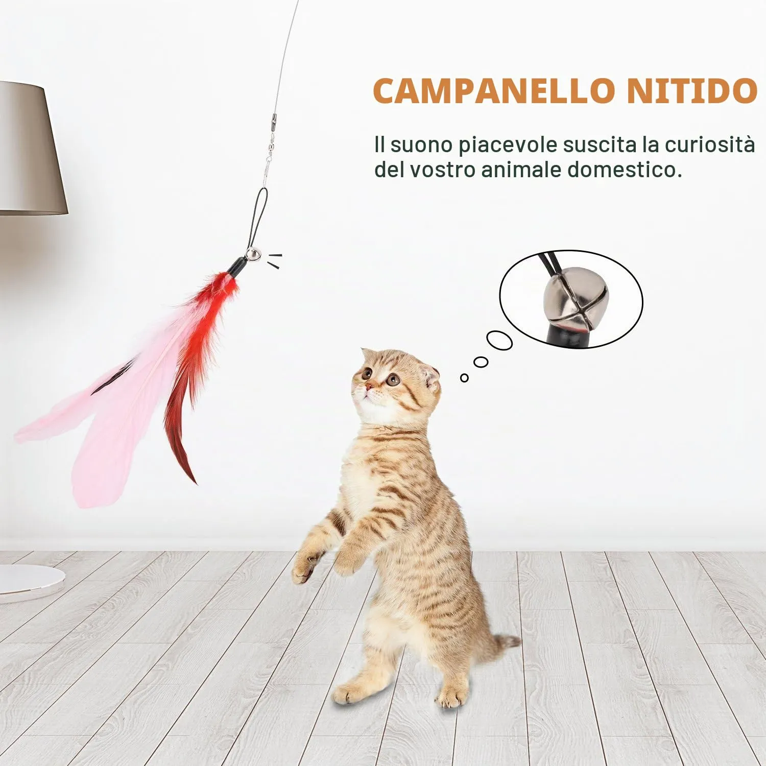 Pawaboo Feather Teaser Cat Toy, 7PCS Extensible Interactive Feather Wand - immagine 5