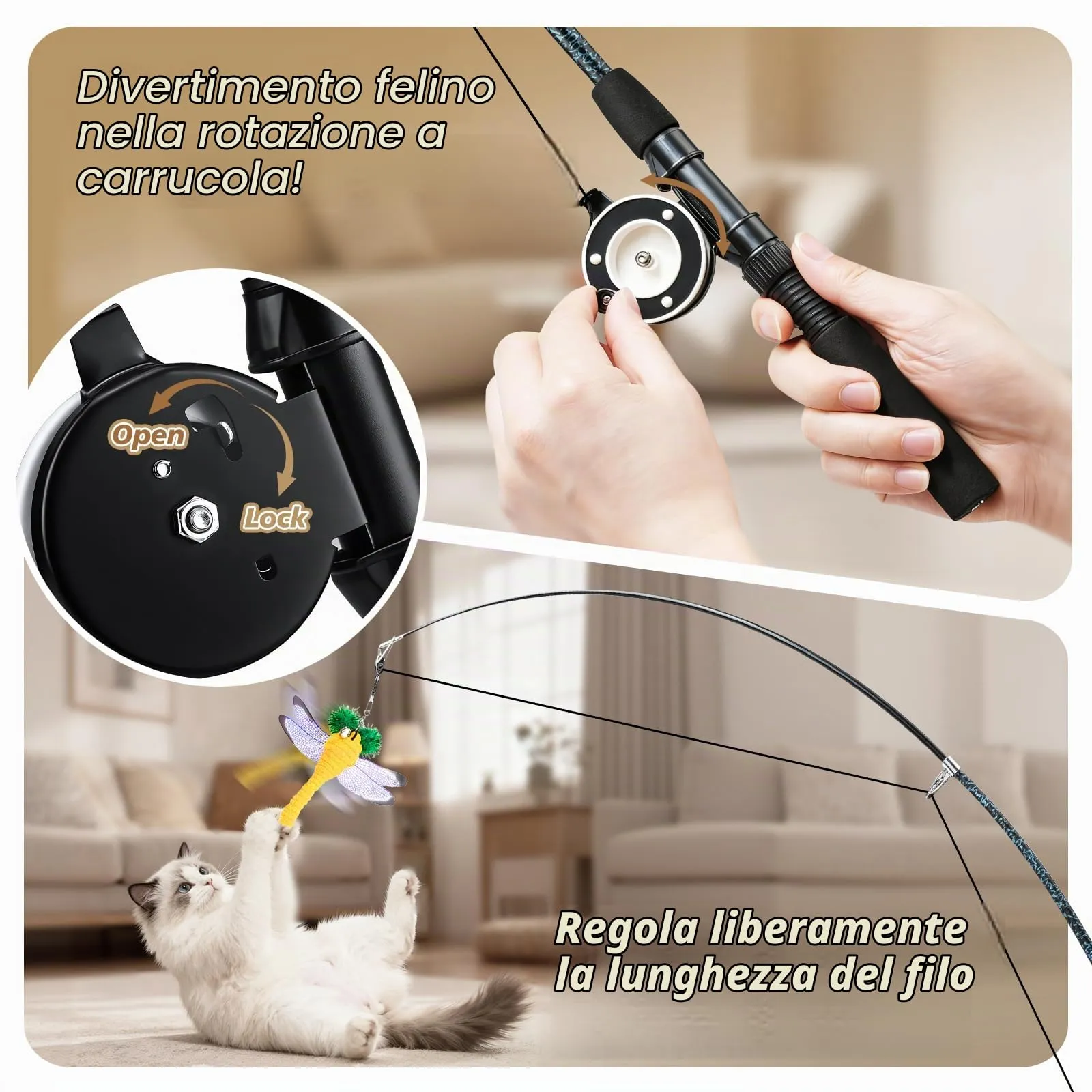 Pawaboo Giocattolo interattivo per gatti, retrattil - immagine 3