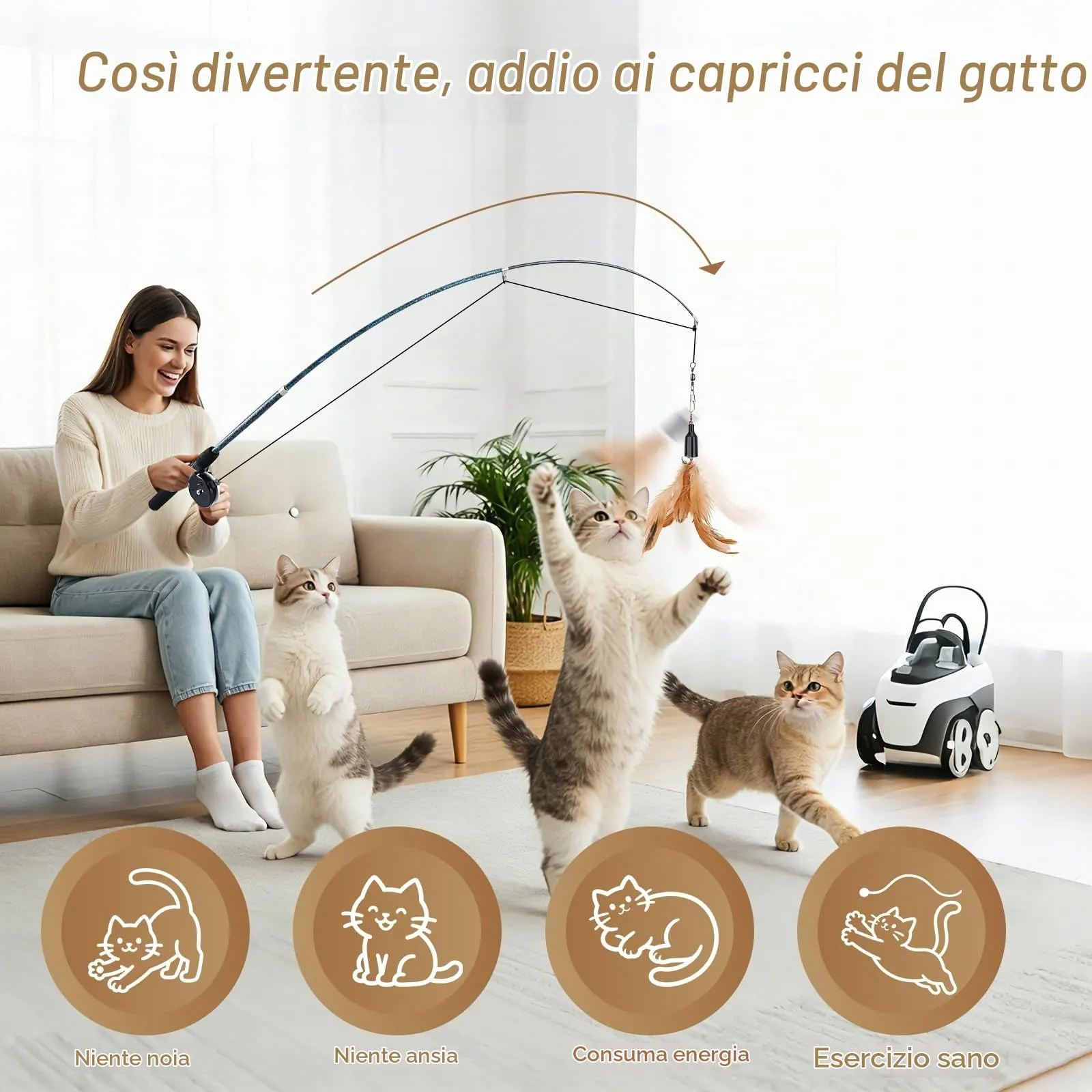 Pawaboo Giocattolo interattivo per gatti, retrattil - immagine 4