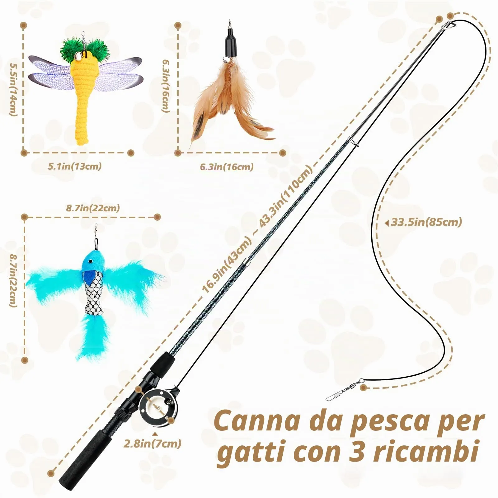 Pawaboo Giocattolo interattivo per gatti, retrattil - immagine 6