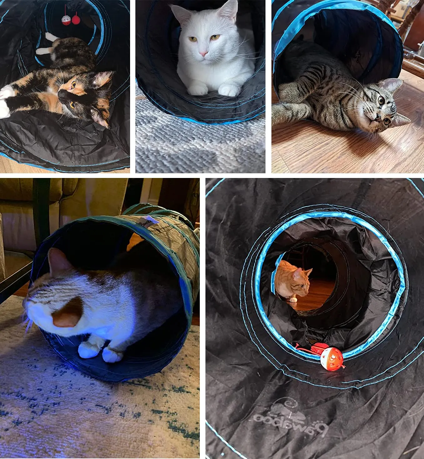 Pawaboo Tunnel Gatto con Pallina Gioco, Pieghevole ed Espandibile, 25x97 cm - immagine 2