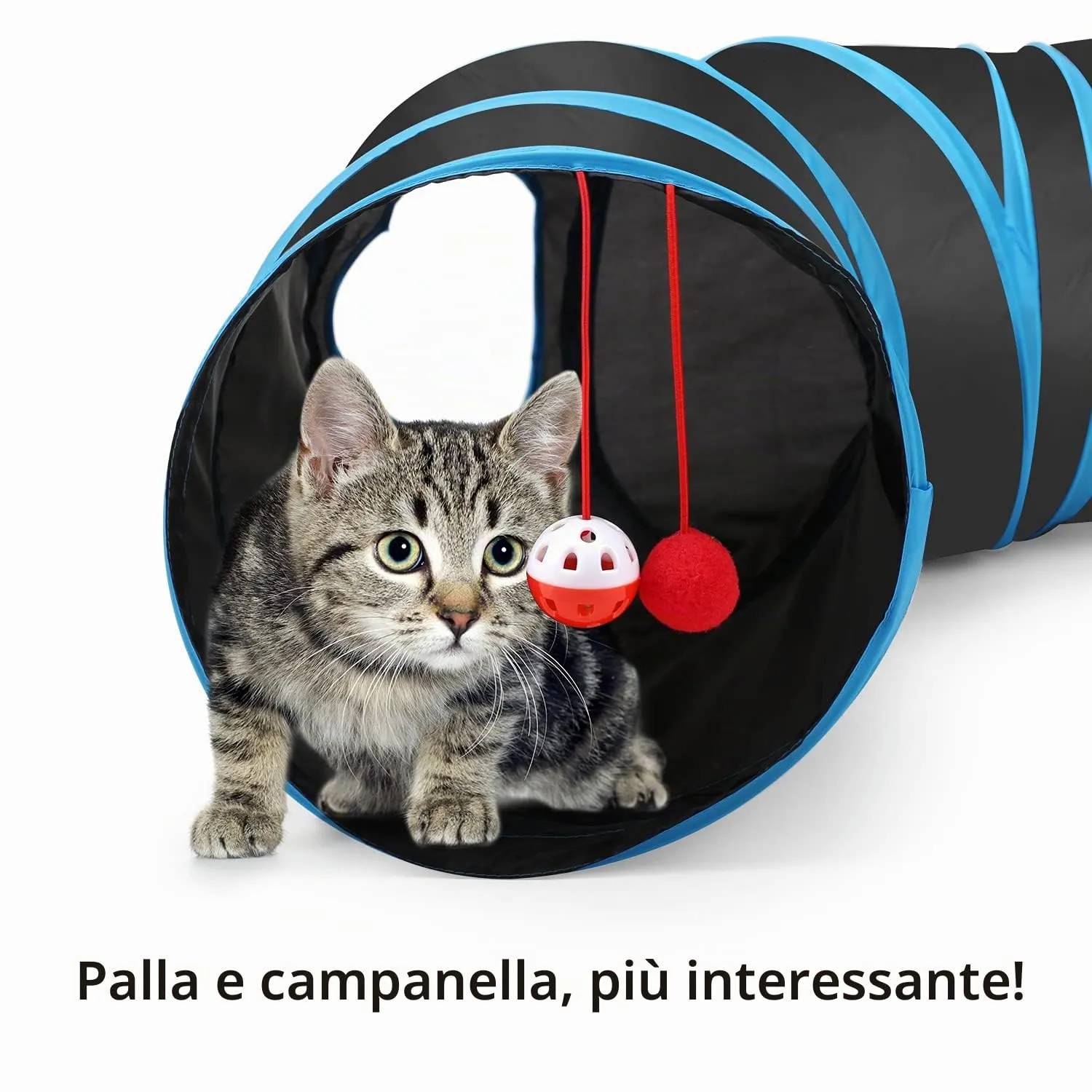 Pawaboo Tunnel Gatto con Pallina Gioco, Pieghevole ed Espandibile, 25x97 cm - immagine 4