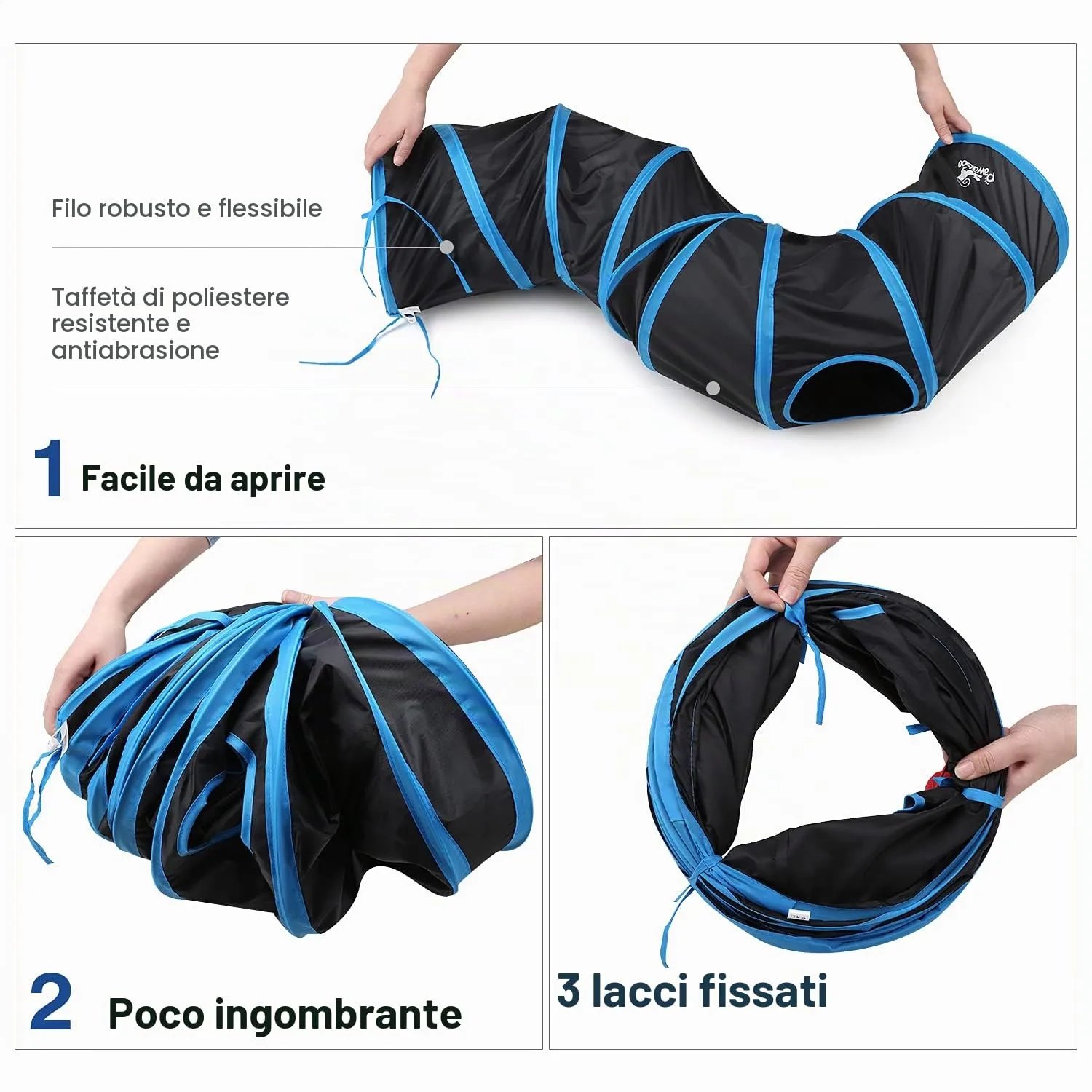 Pawaboo Tunnel Gatto con Pallina Gioco, Pieghevole ed Espandibile, 25x97 cm - immagine 6