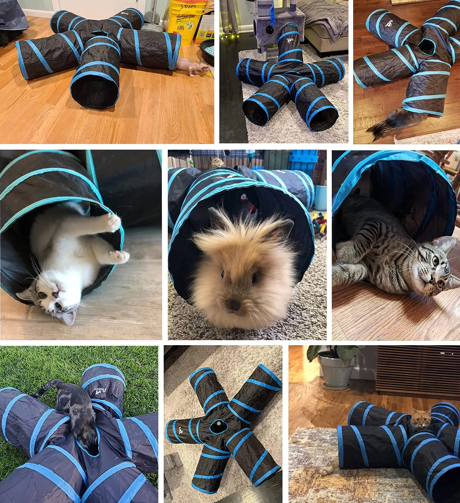 Pawaboo Tunnel Gatto con Pallina Gioco, Pieghevole ed Espandibile, 25x53 cm - immagine 2