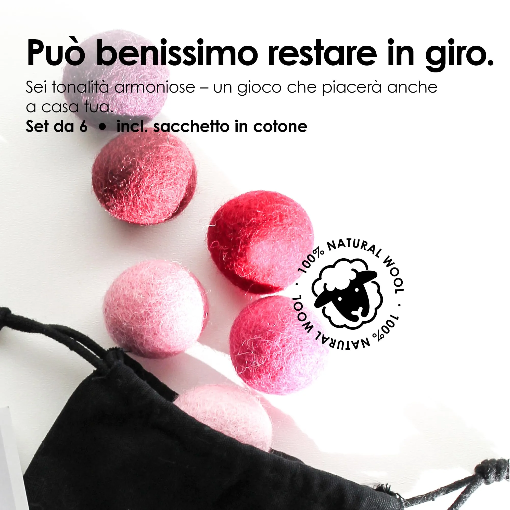 LucyBalu® Viva Set 6 palline in feltro di lana per gatti I Magenta - immagine 6