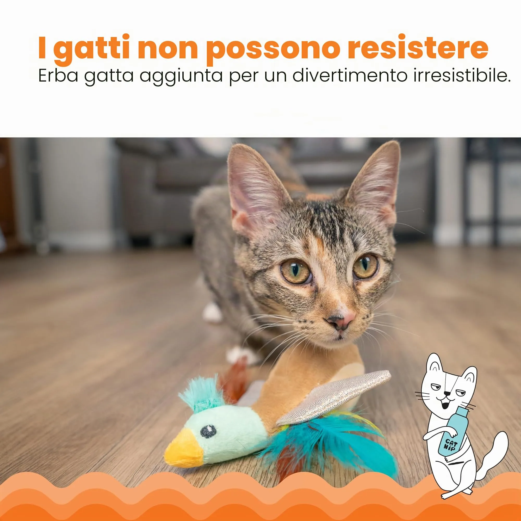 Catstages Flapperz Duck Peluche Interattivo Catnip Cat Toy - immagine 5