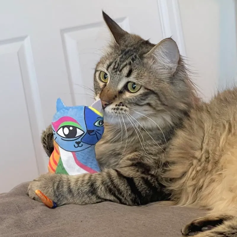 KONG Artz Cats - Giocattolo per gatti con erba gatta, nastro e coda (Kahlo/Picasso) - immagine 2