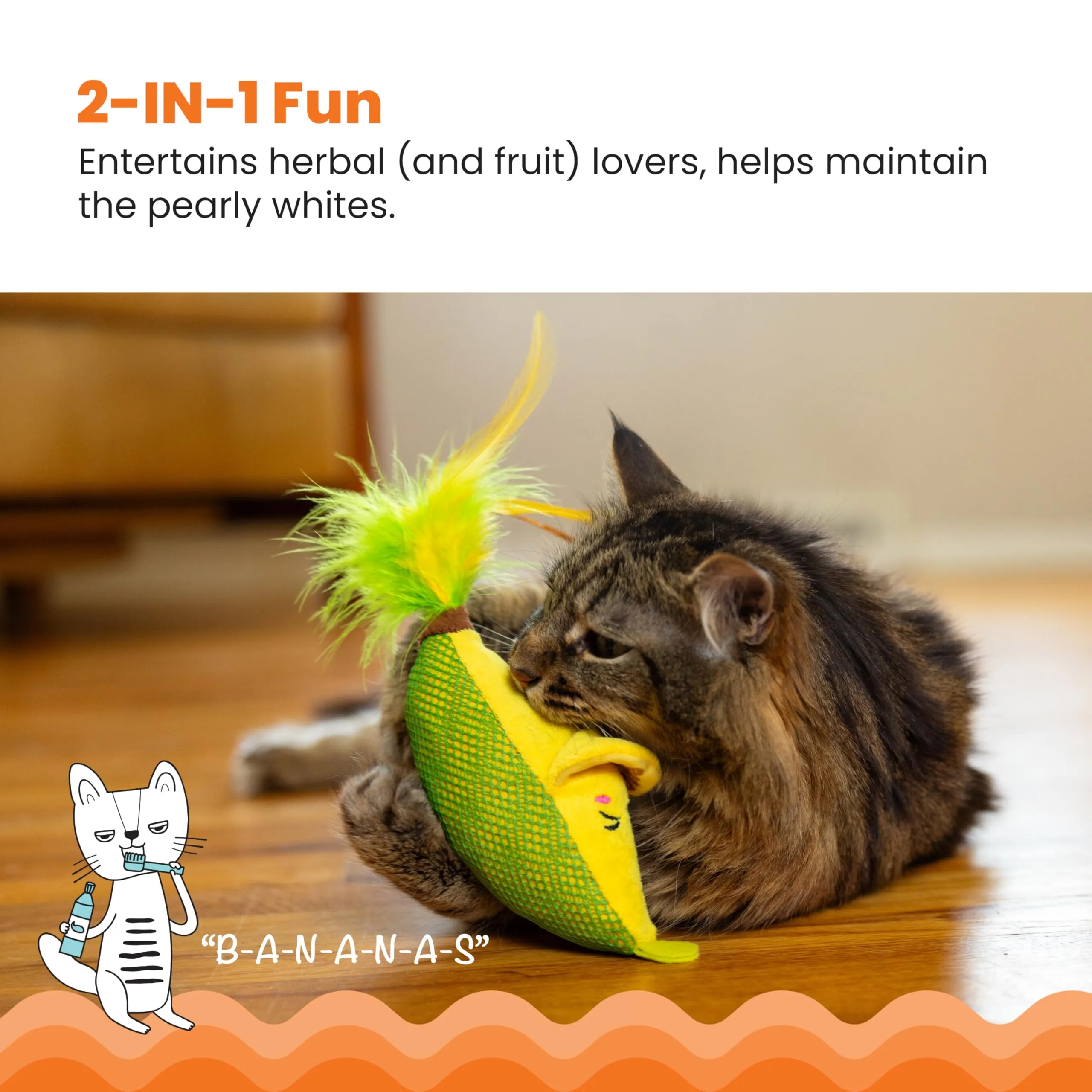Catstages Kicker Peelin' Good Banana Dental Cat Toy with Catnip - immagine 4