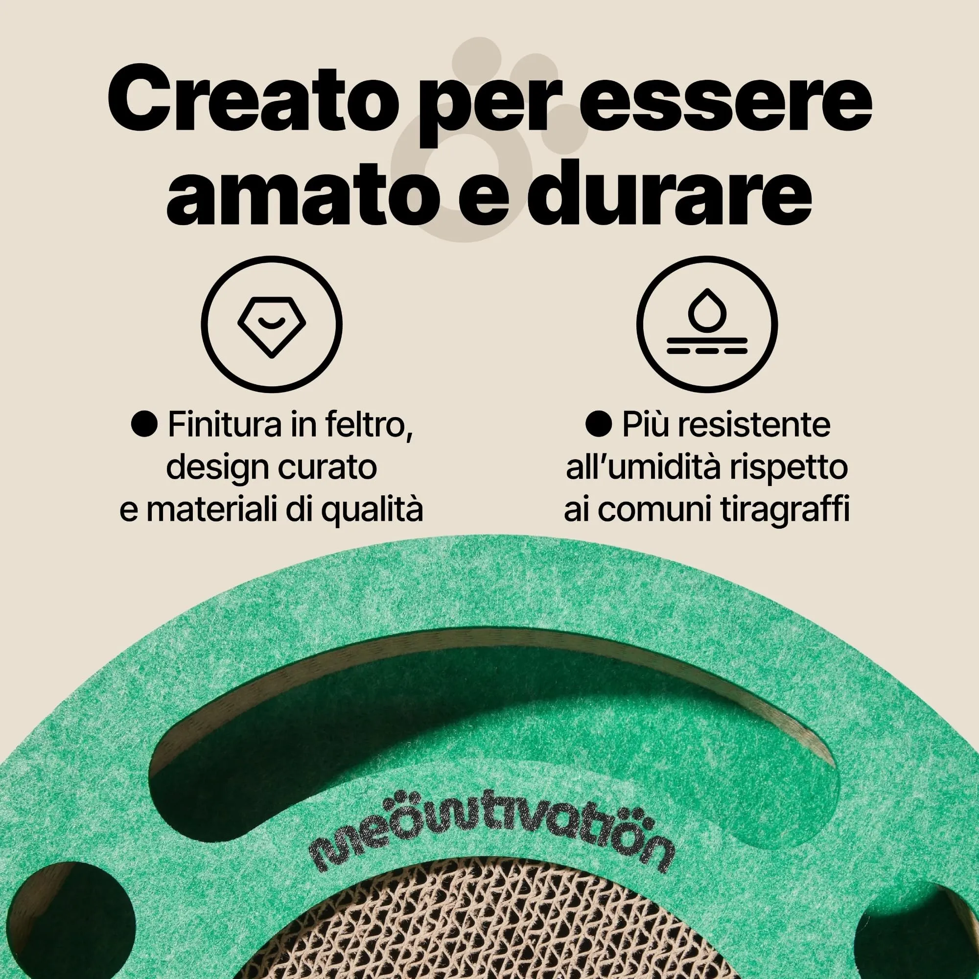 Tiragraffi per gatti con pista a sfere con campanellino – Gioco interattivo per gatti, tappetino tiragraffi in cartone ondulato con erba gatta, tavola tiragraffi, accessori per gatto (Arancione) - immagine 6