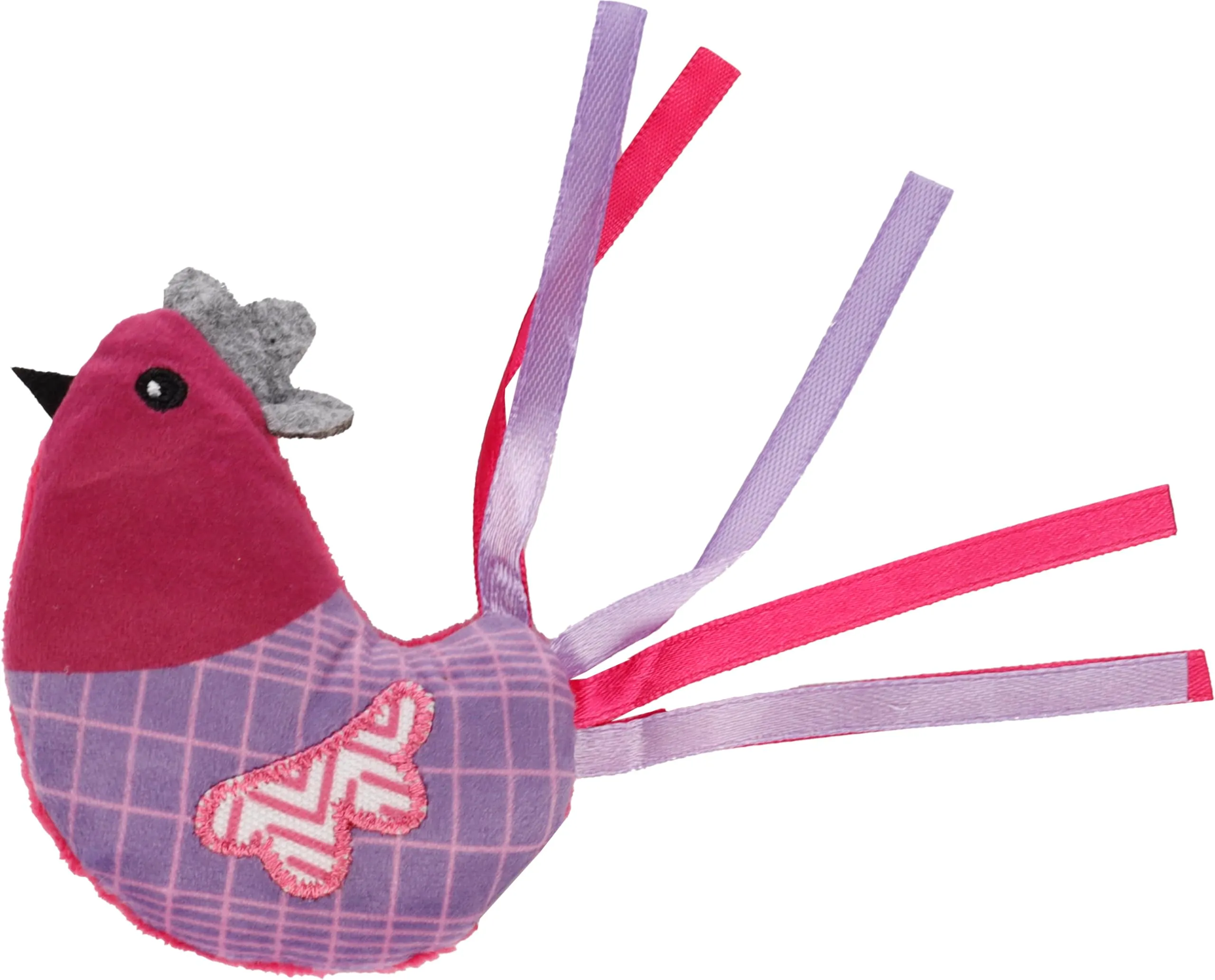 Flamingo giochi per gatti - gallina Prali viola - con erba gatta e nastri - gioco per gatti - 17,5x2,8x9,7cm - immagine 2