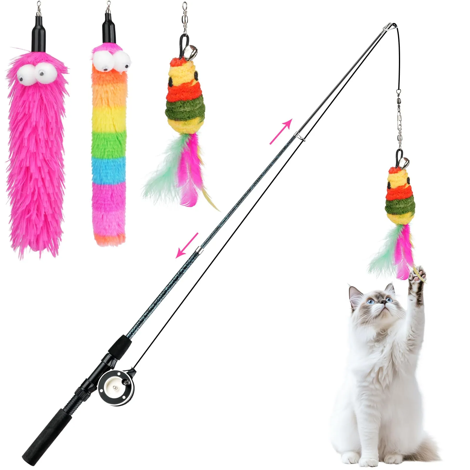 Pawaboo Bacchetta Teaser per Gatti, Canna da Pesca per Gatti - immagine 1