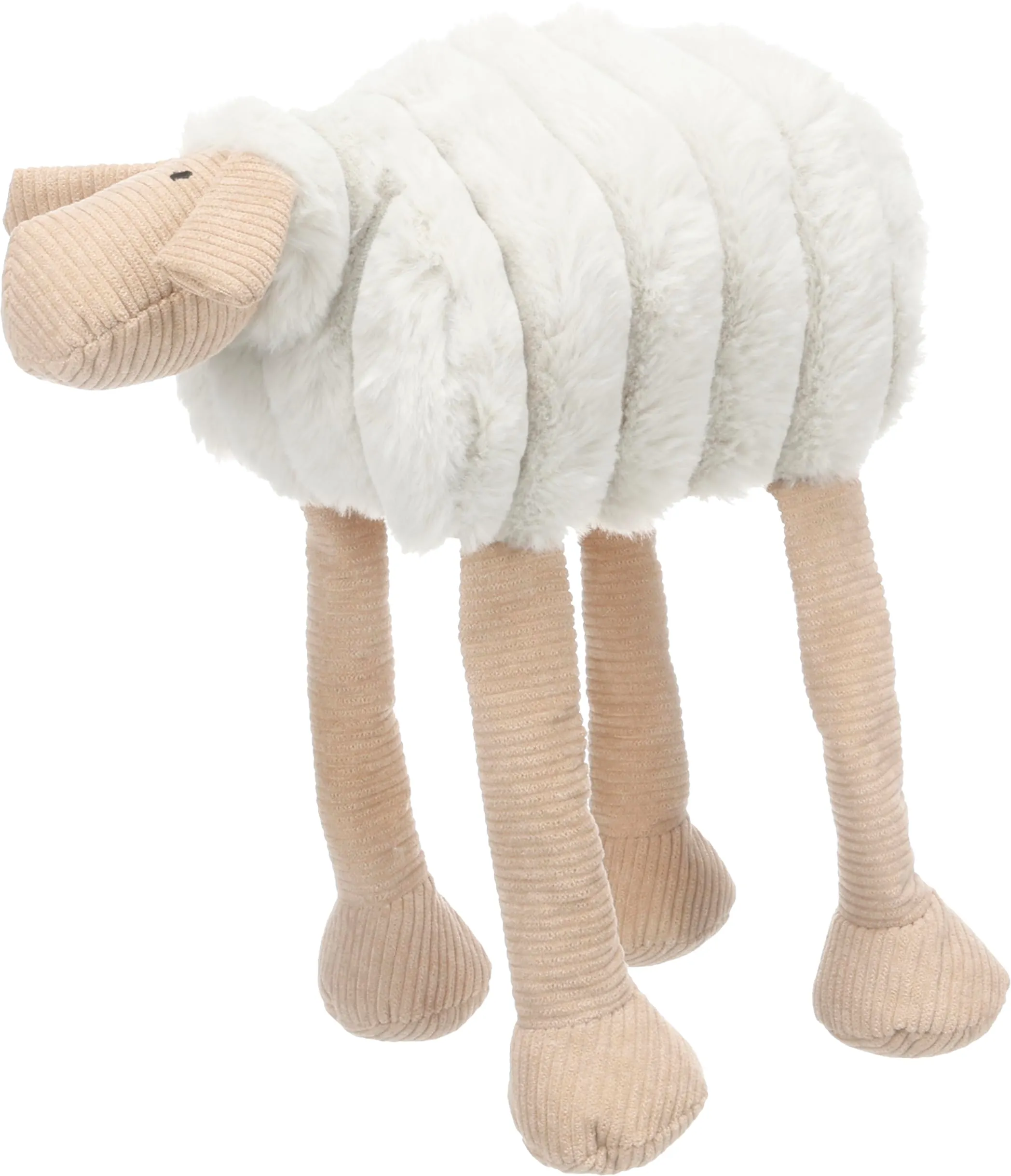Flamingo Giochi per cani - Pecora Ribola distesa beige - Morbido peluche con velluto a coste - Con squeaker - 15 x 28 x 30 cm - immagine 2