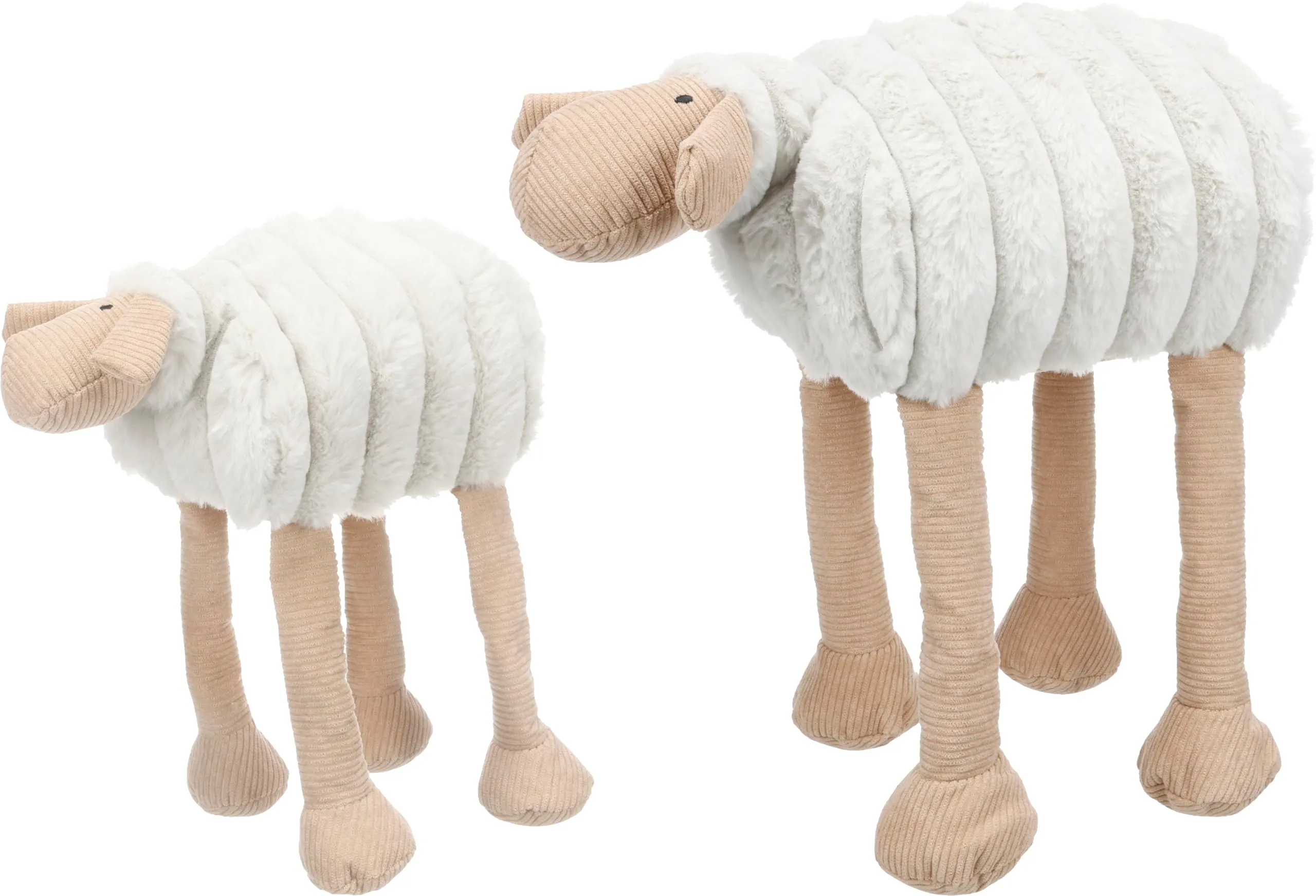 Flamingo Giochi per cani - Pecora Ribola distesa beige - Morbido peluche con velluto a coste - Con squeaker - 15 x 28 x 30 cm - immagine 4