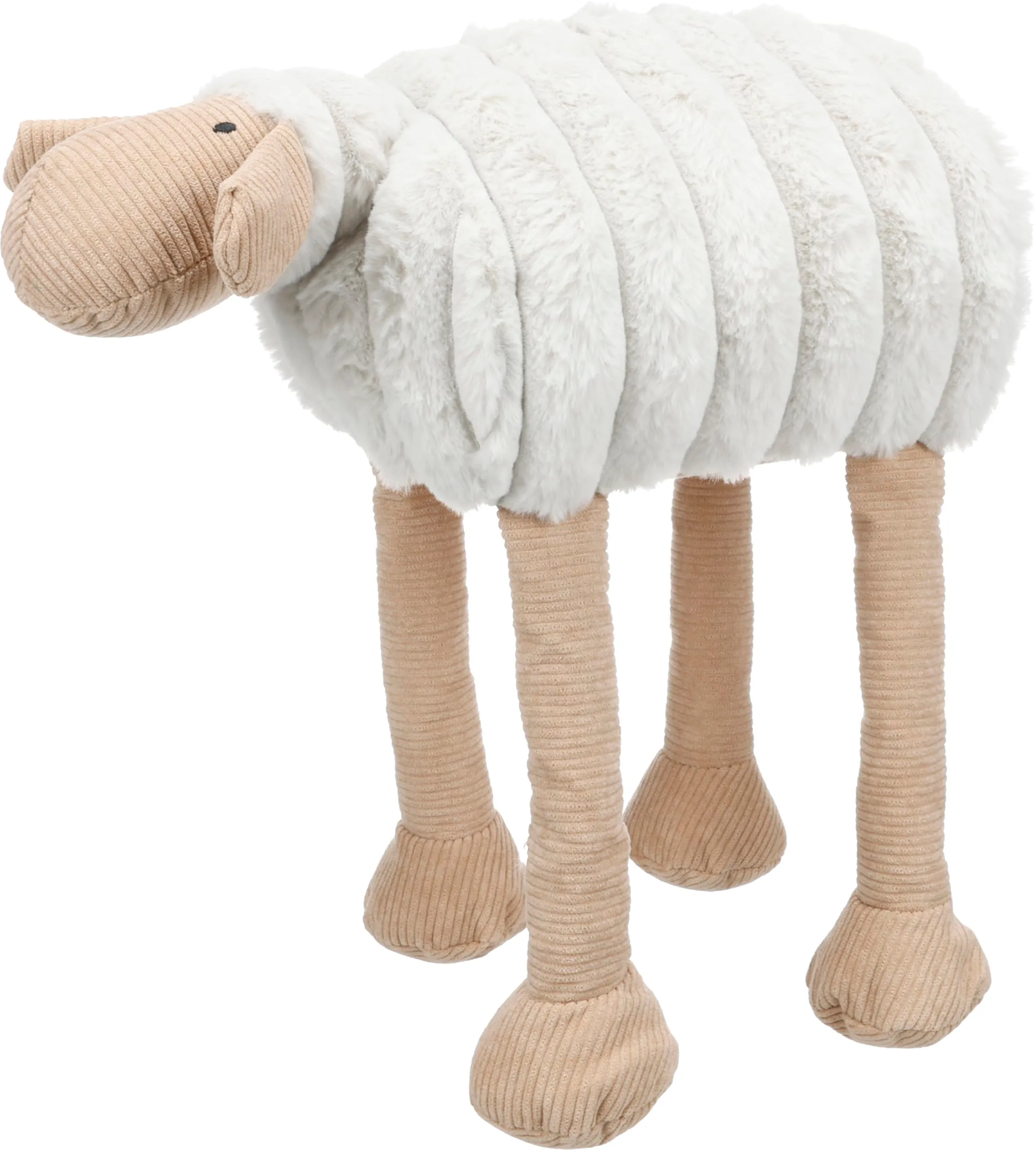 Flamingo Giochi per cani - Pecora Ribola distesa beige - Morbido peluche con velluto a coste - Con squeaker - 18 x 38 x 35 cm - immagine 2