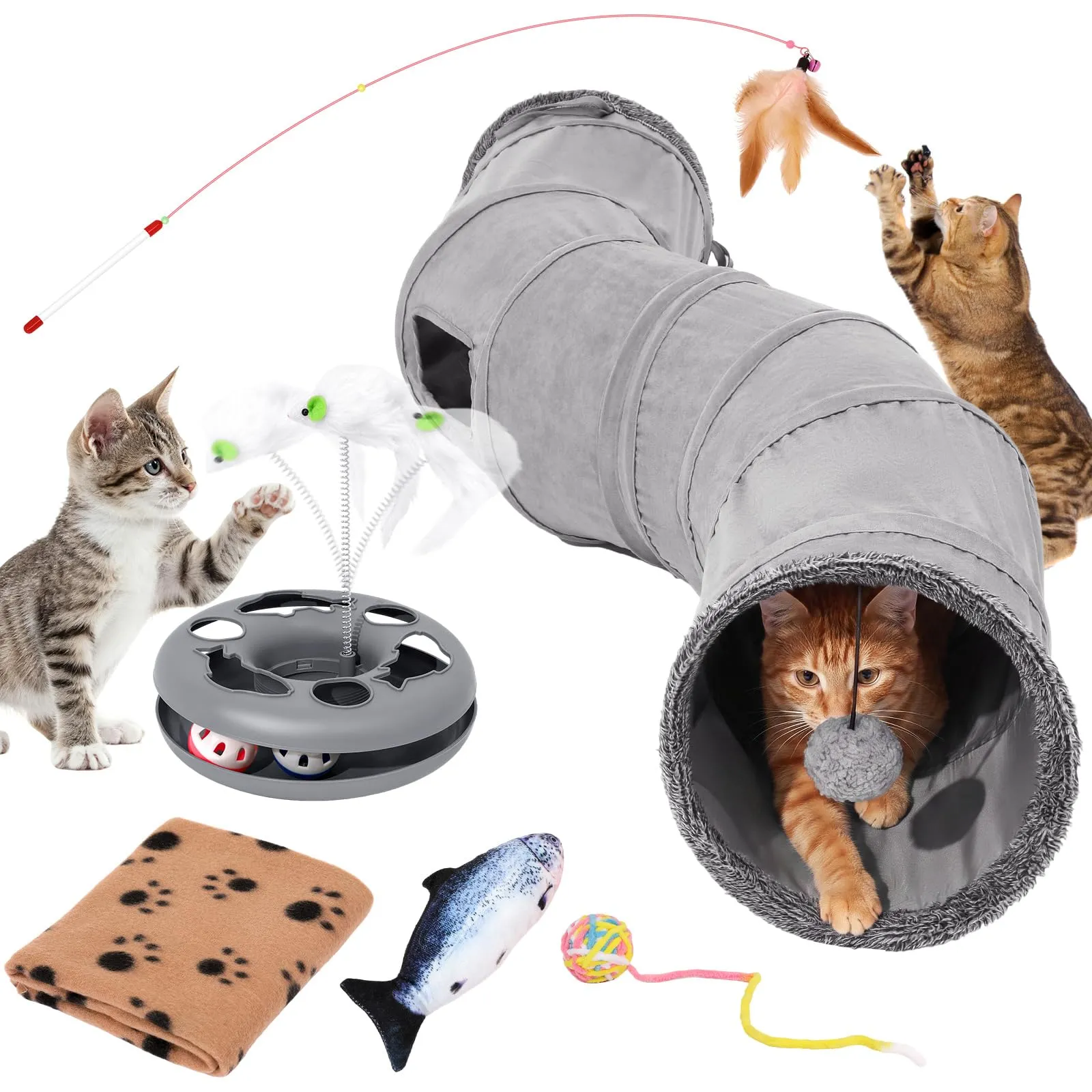 Pawaboo Tunnel per Gatti, Giocattoli per Gatti da Interno Adulti - immagine 1