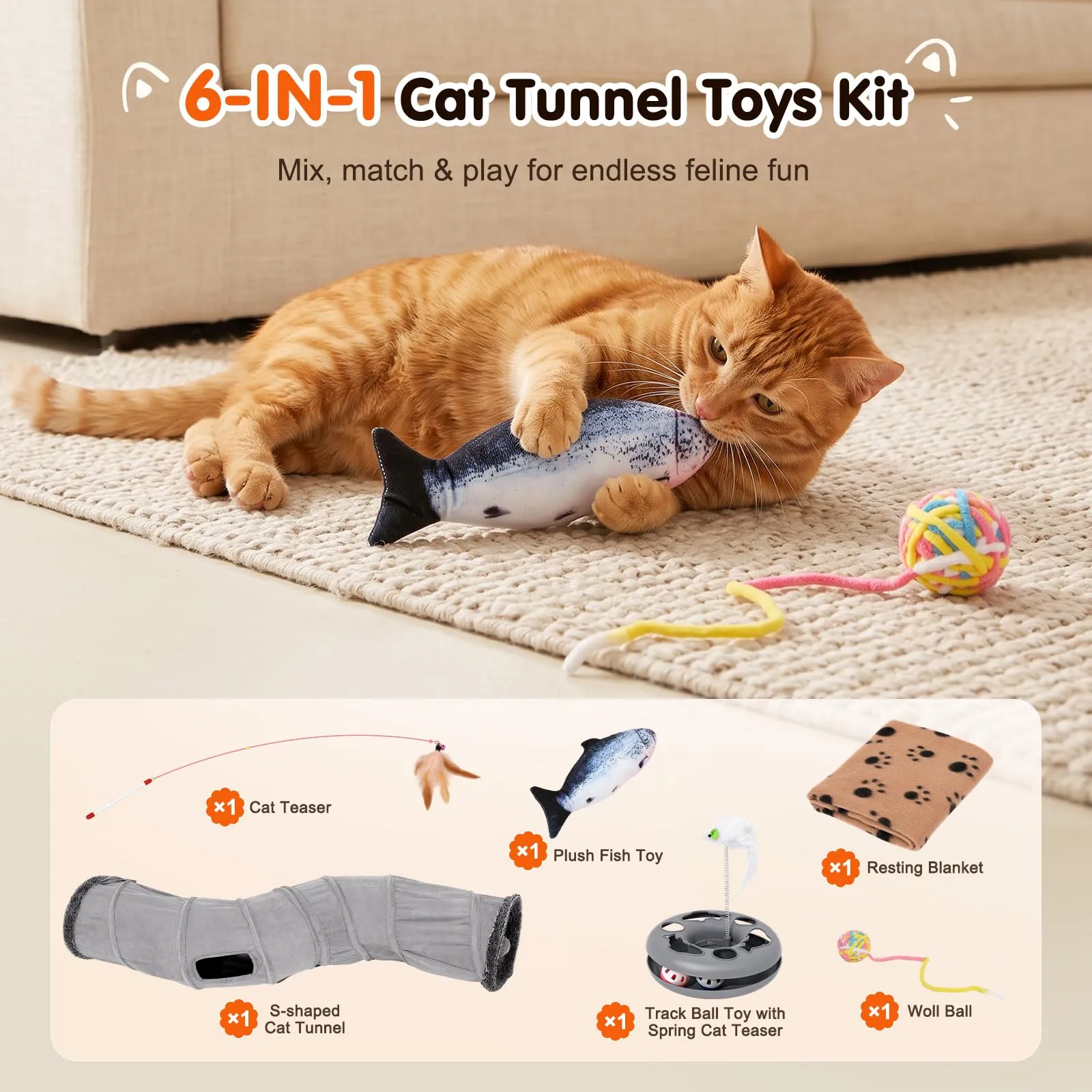 Pawaboo Tunnel per Gatti, Giocattoli per Gatti da Interno Adulti - immagine 2