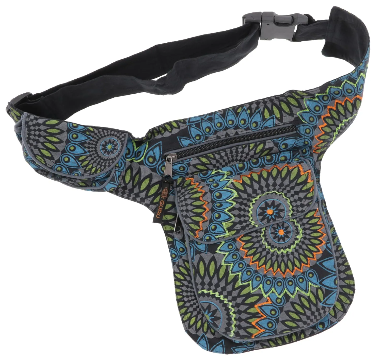 GURU SHOP Stoff Sidebag & Gürteltasche, Goa Gürteltasche - Schwarz, Herren/Damen, Baumwolle, Size:One Size, 27x20 cm, Festival- Bauchtasche Hippie - immagine 1