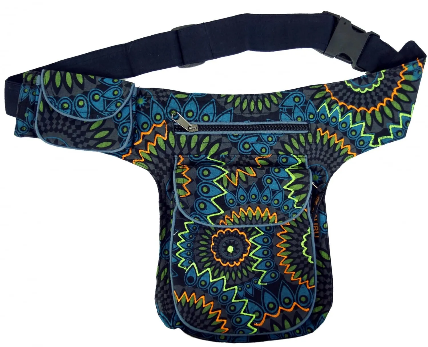 GURU SHOP Stoff Sidebag & Gürteltasche, Goa Gürteltasche - Schwarz, Herren/Damen, Baumwolle, Size:One Size, 27x20 cm, Festival- Bauchtasche Hippie - immagine 2