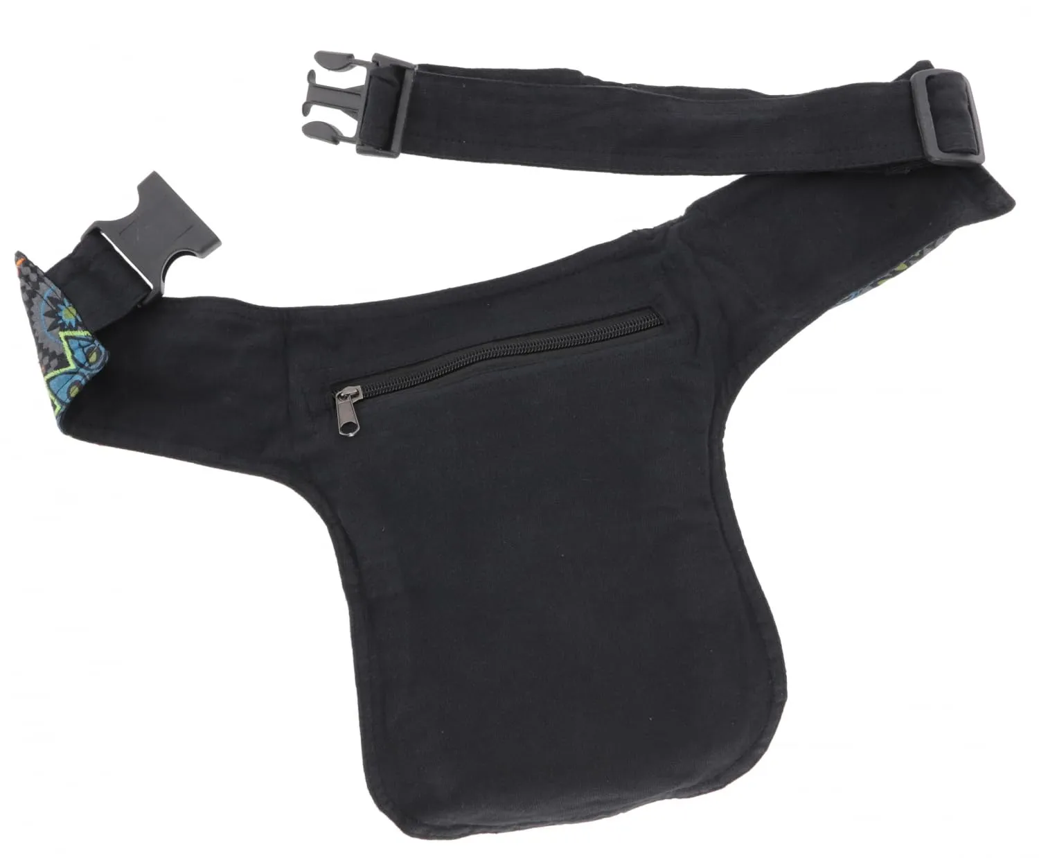 GURU SHOP Stoff Sidebag & Gürteltasche, Goa Gürteltasche - Schwarz, Herren/Damen, Baumwolle, Size:One Size, 27x20 cm, Festival- Bauchtasche Hippie - immagine 4