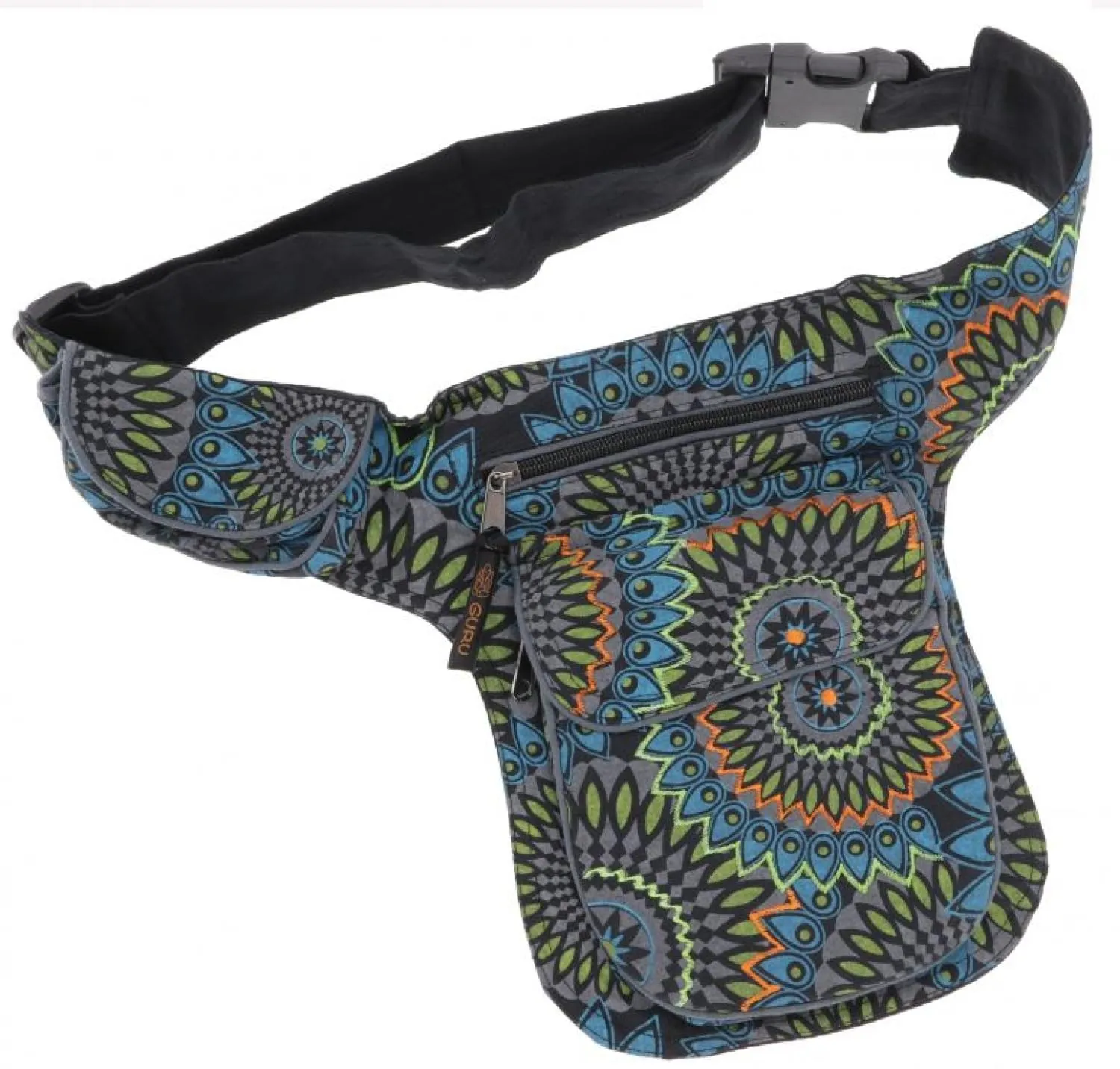 GURU SHOP Stoff Sidebag & Gürteltasche, Goa Gürteltasche - Schwarz, Herren/Damen, Baumwolle, Size:One Size, 27x20 cm, Festival- Bauchtasche Hippie - immagine 5