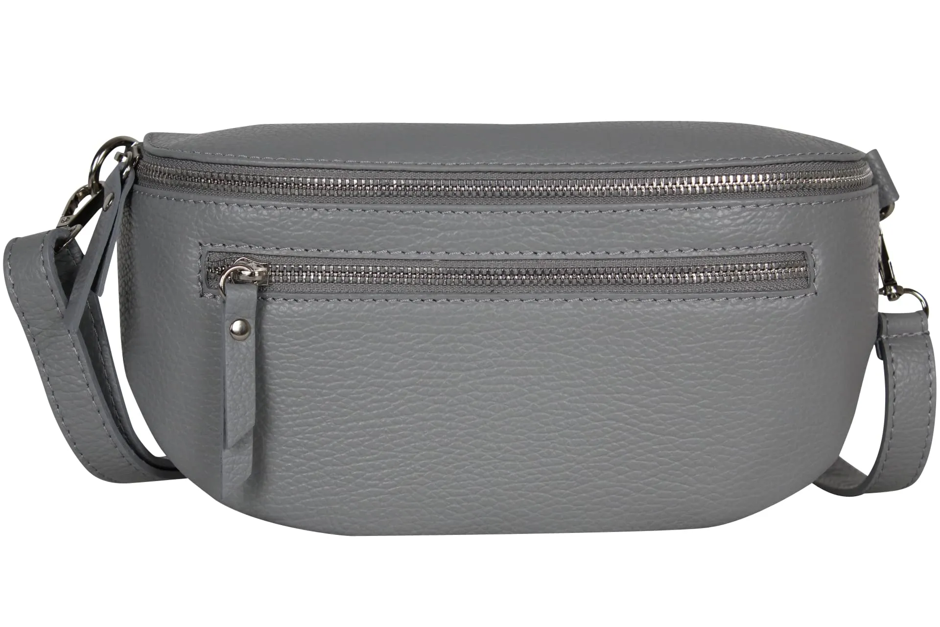 AmbraModa GLX2 - Marsupio unisex piccolo in vera pelle, grigio., m, Marsupio a tracolla - immagine 1