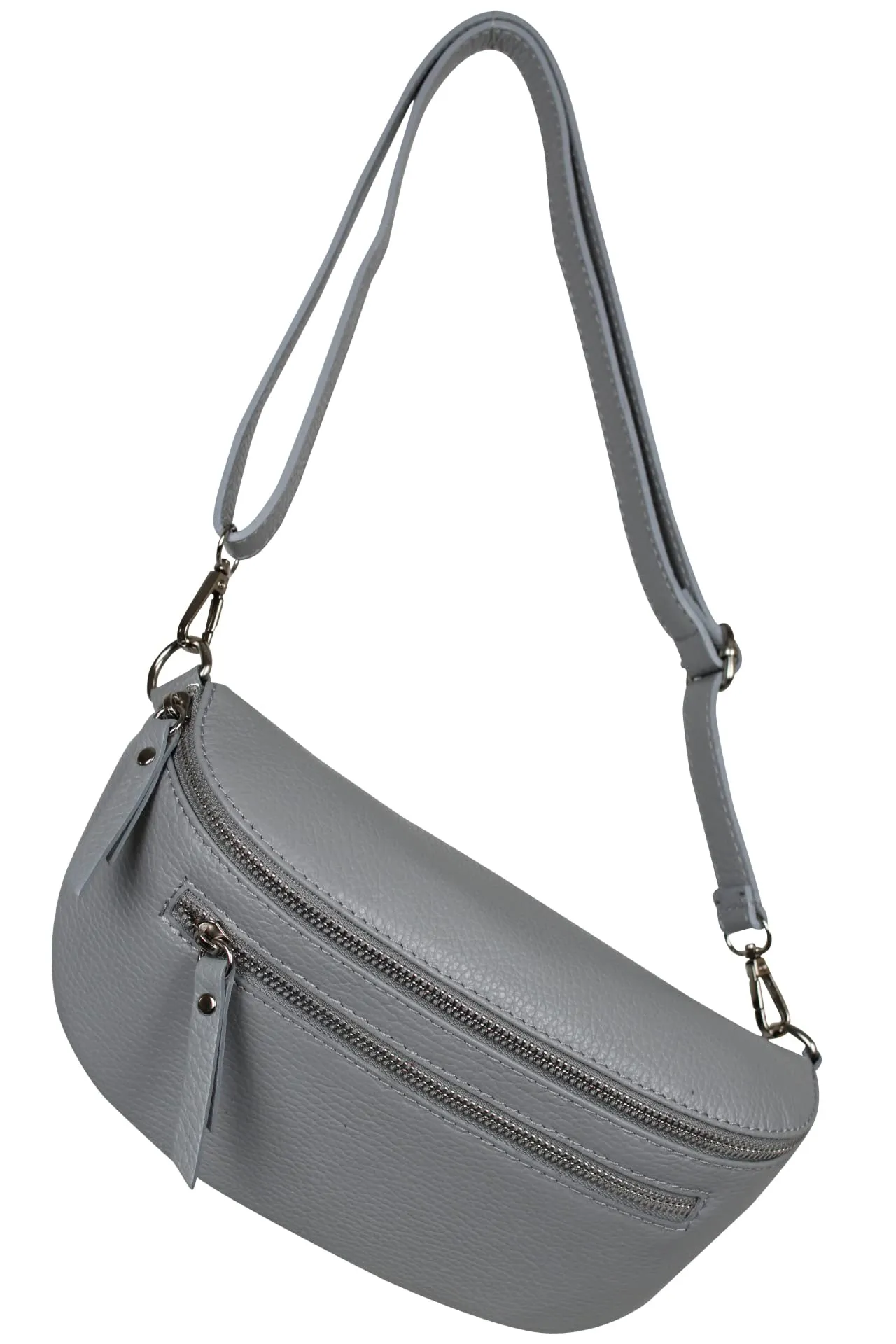 AmbraModa GLX2 - Marsupio unisex piccolo in vera pelle, grigio., m, Marsupio a tracolla - immagine 2