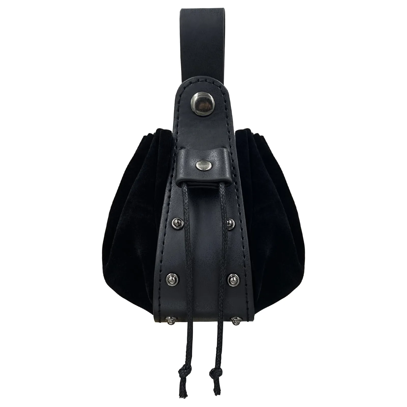 HiiFeuer Marsupio medievale d'epoca in pelle di Pu con coulisse, Portamonete portatile medievale, Rivetti Cintura Borsa Dadi Per LARP Ren Faire (Nero B) - immagine 1