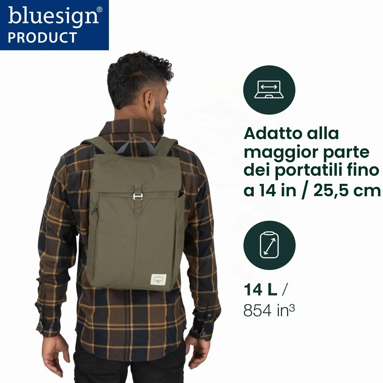 Osprey Arcane Flap Pack - Lifestyle urbano quotidiano - Tessuto riciclato - Earl Grey/Sandy Grey Heather O/S - immagine 2