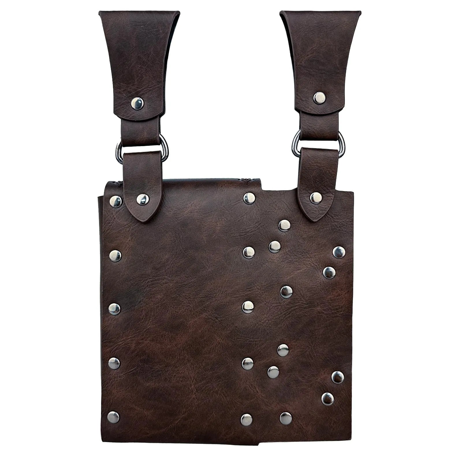 HiiFeuer Borsa da cintura medievale per alchimia in cuoio sintetico con 4 fiale di pozione in sughero, Marsupio fantasia per Halloween (Marrone B) - immagine 6