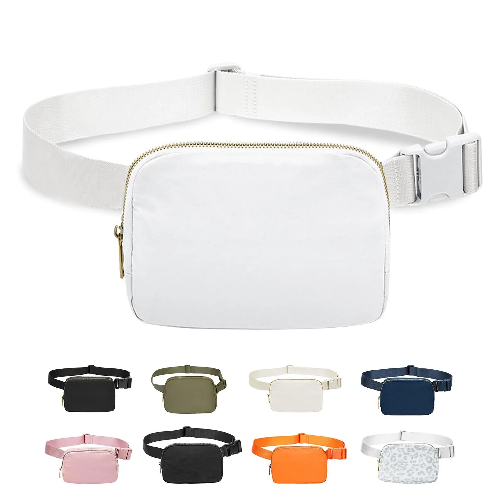JENCVNL Marsupio per Donna Uomo, Marsupio alla moda per donna Piccola borsa a tracolla Marsupio leggero con tracolla regolabile per corsa Escursionismo Allenamento Viaggi (Bianco) - immagine 1