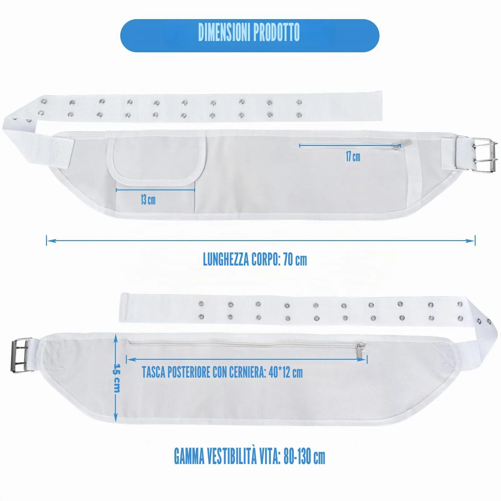 Ihram Cintura da uomo Hajj Umrah – Cintura regolabile Ihram con tasche Hajj Belt Fashion Marsupio Umrah Essentials Free-Size, bianco, Taglia unica, Stile a - immagine 3