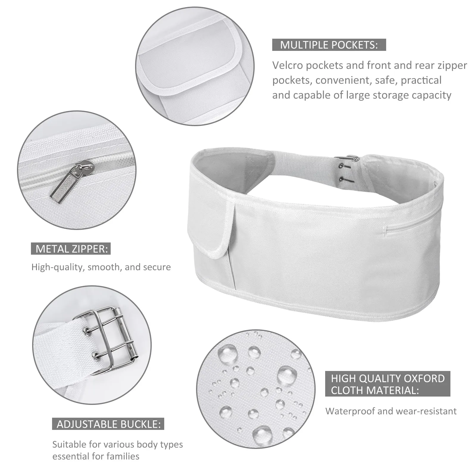 Ihram Cintura da uomo Hajj Umrah – Cintura regolabile Ihram con tasche Hajj Belt Fashion Marsupio Umrah Essentials Free-Size, bianco, Taglia unica, Stile a - immagine 4