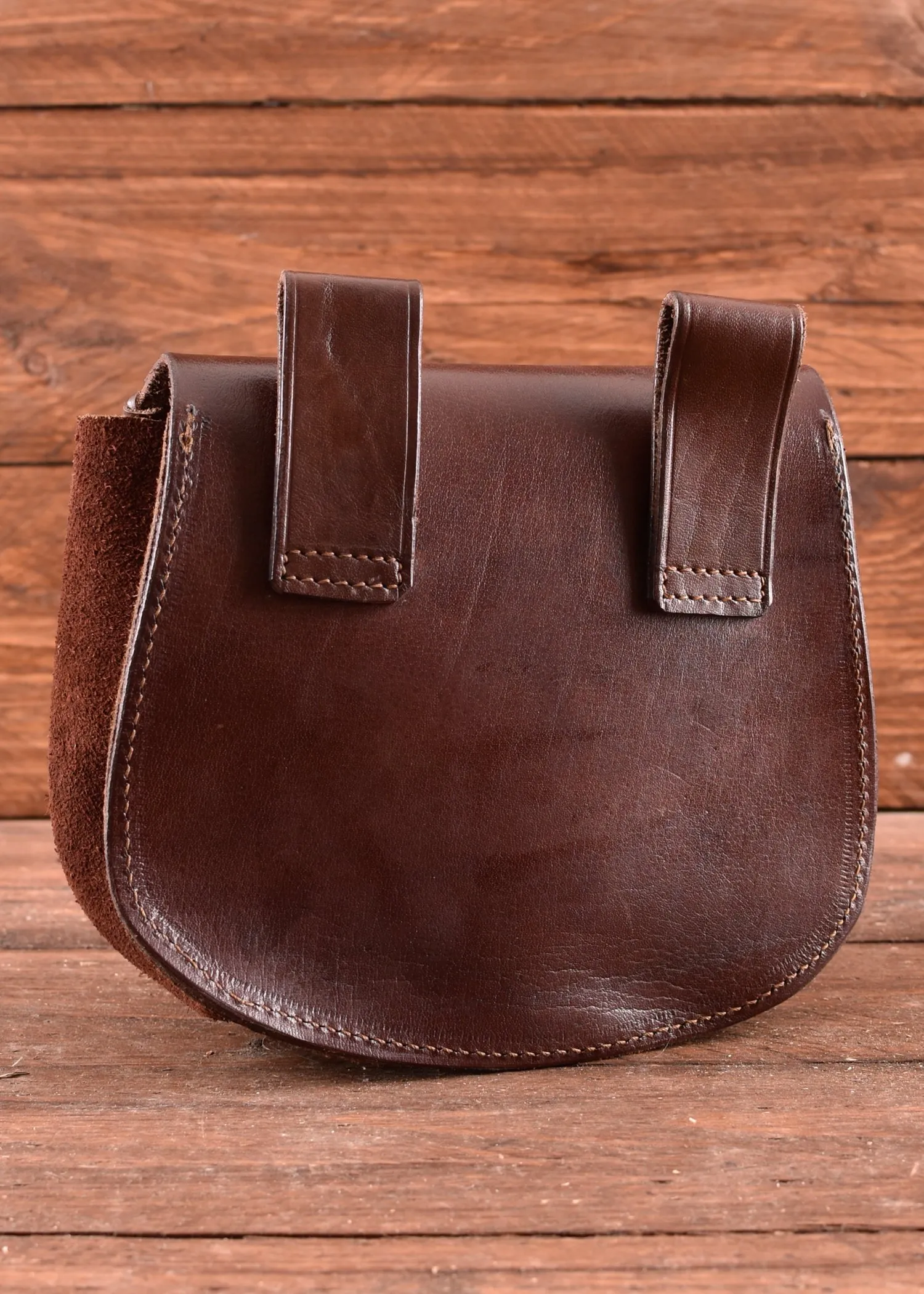 Battle-Merchant Marsupio medievale con diverse goffrature in pelle | Marsupio per uomo e donna in marrone/nero | Borsa in pelle per la cintura, marrone, taglia unica - immagine 4