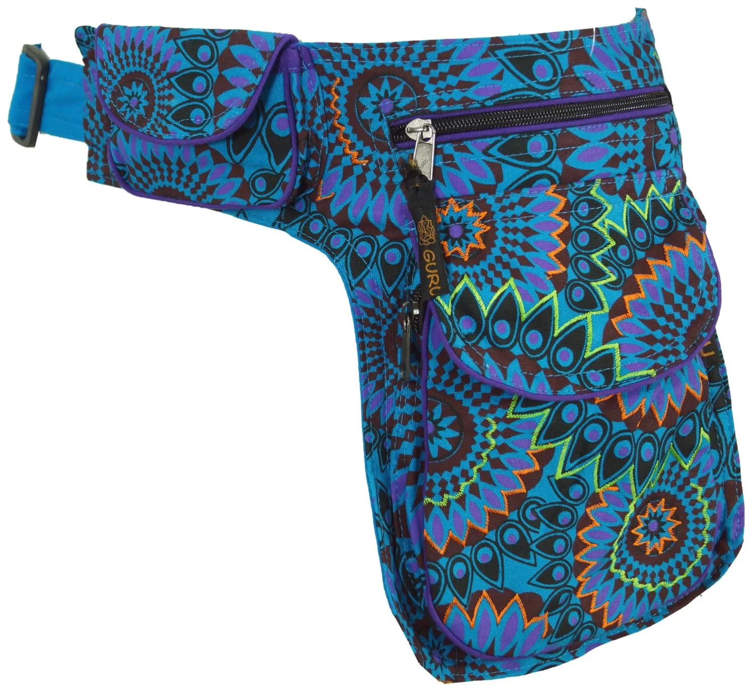 GURU SHOP Stoff Sidebag & Gürteltasche, Goa Gürteltasche - Türkis, Herren/Damen, Baumwolle, Size:One Size, 27x20 cm, Festival- Bauchtasche Hippie - immagine 1
