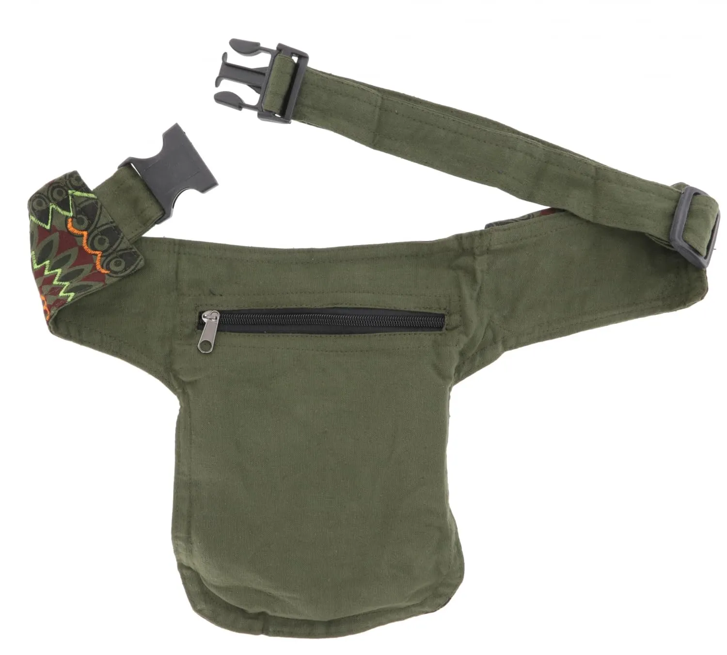 GURU SHOP Stoff Sidebag & Gürteltasche, Goa Gürteltasche - Olive, Herren/Damen, Grün, Baumwolle, Size:One Size, 27x20 cm, Festival- Bauchtasche Hippie - immagine 2