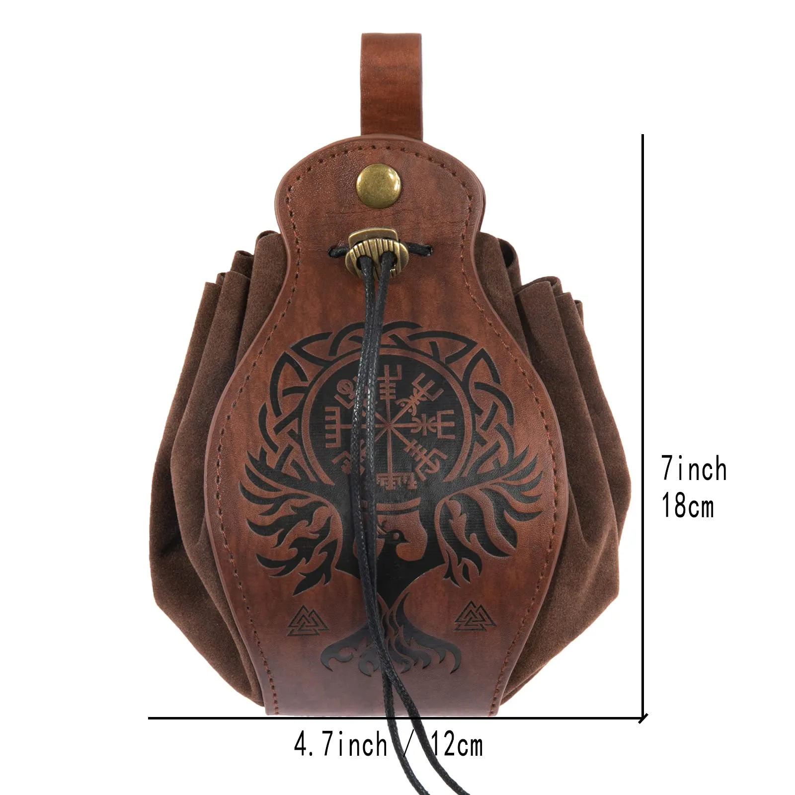 HiiFeuer Custodia in ecopelle medievale, borsa portatile con coulisse,Borsa da cintura vintage dadi per LARP Ren Faire (Phoenix Marrone) - immagine 8
