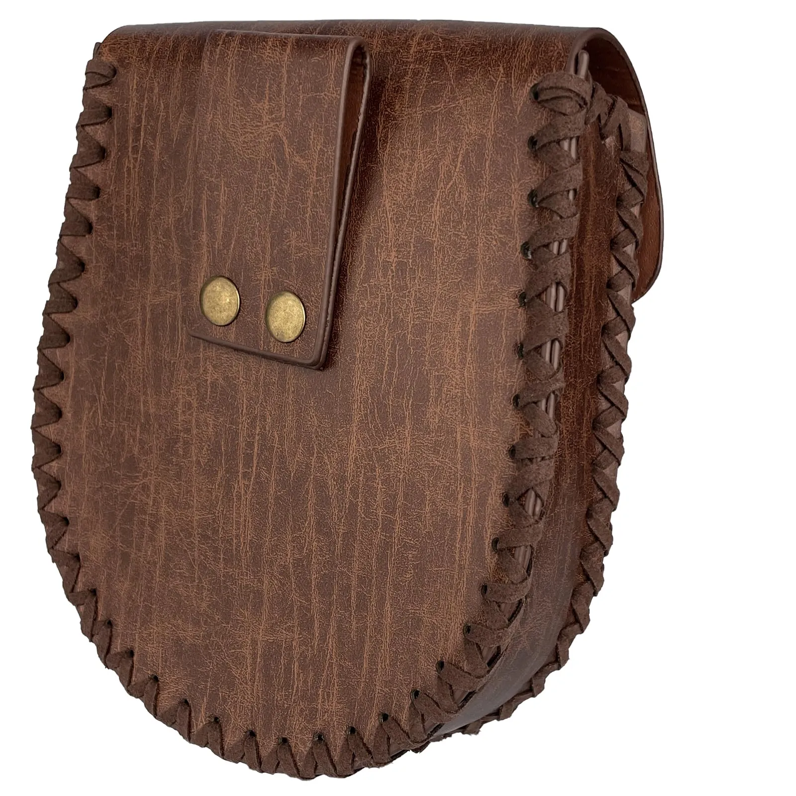 HiiFeuer Marsupio Nordico Goffrato in Ecopelle, Con Tasca Laterale, Stile che Ricorda il Medioevo, Marsupio Vintage per LARP Ren Faire (Fenrir) - immagine 3