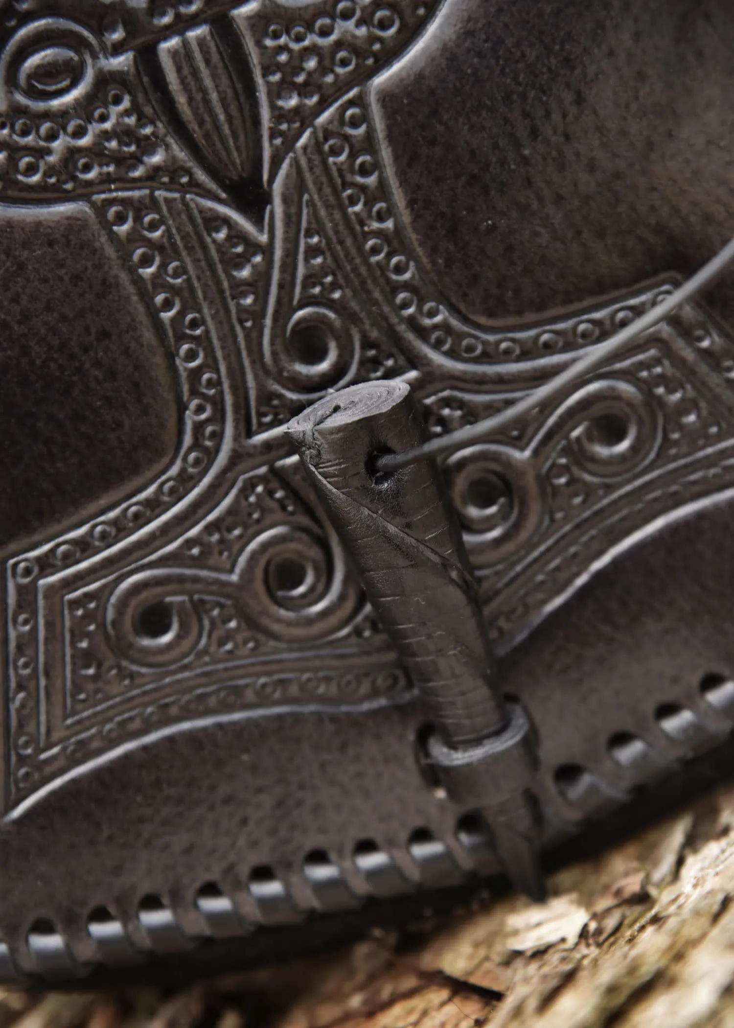 Battle-Merchant Marsupio vichingo con martello di Thor, in pelle, colore: nero - immagine 4