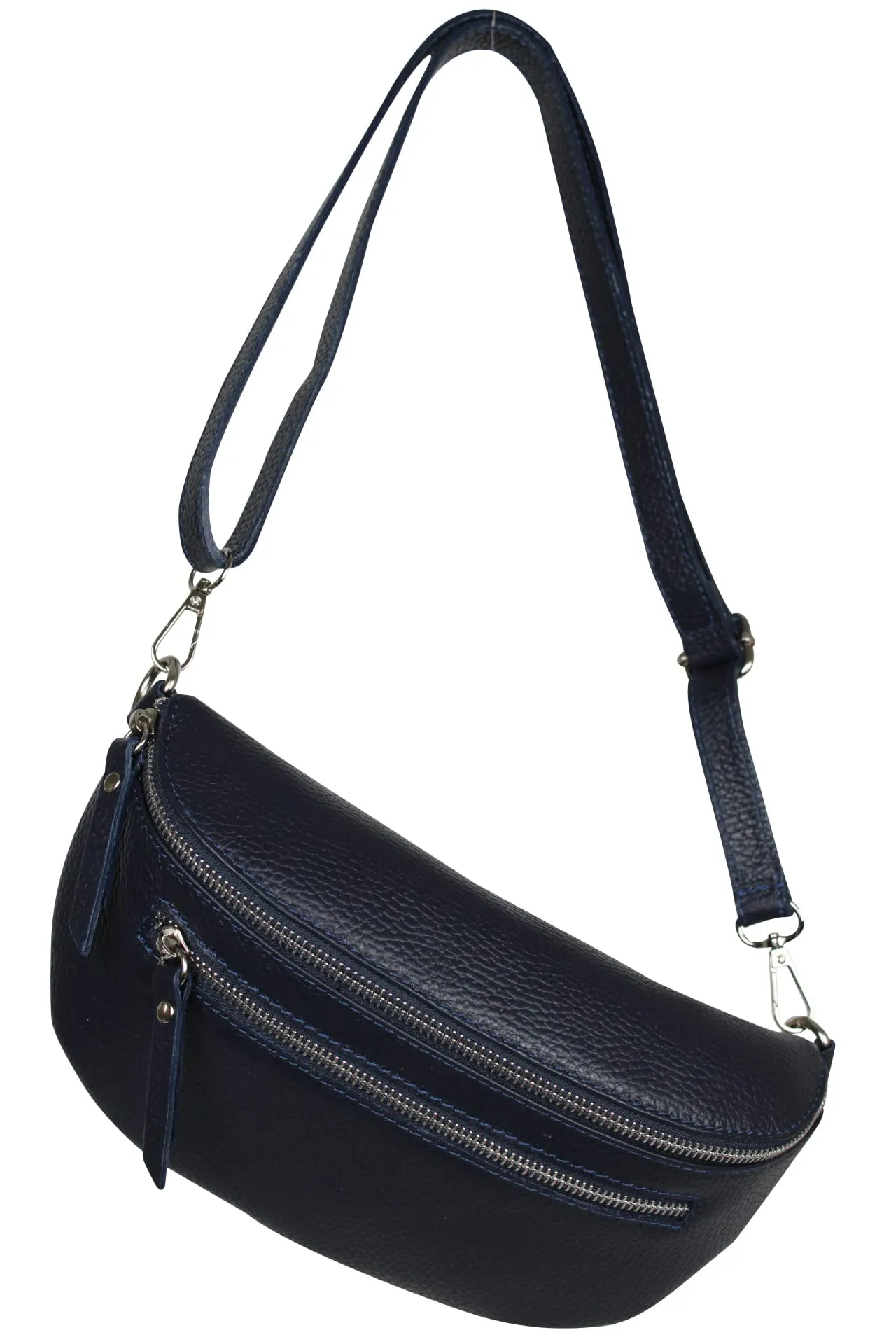 AmbraModa GLX2 - Marsupio unisex piccolo in vera pelle, Blu scuro, m, Marsupio marsupio, borsa a tracolla - immagine 2