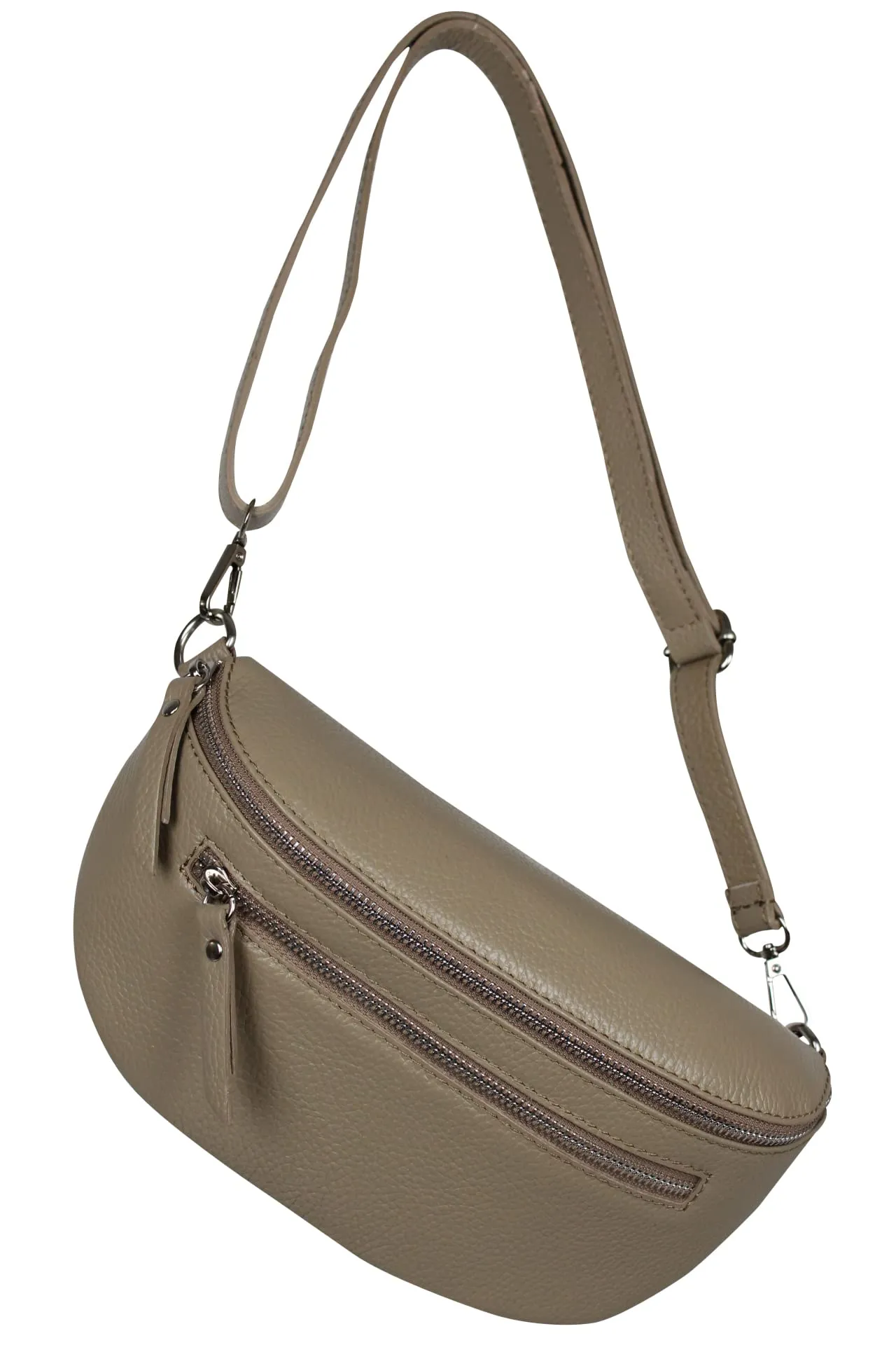 AmbraModa GLX2 - Marsupio unisex piccolo in vera pelle, Tortora chiaro, m, Marsupio marsupio, borsa a tracolla - immagine 2