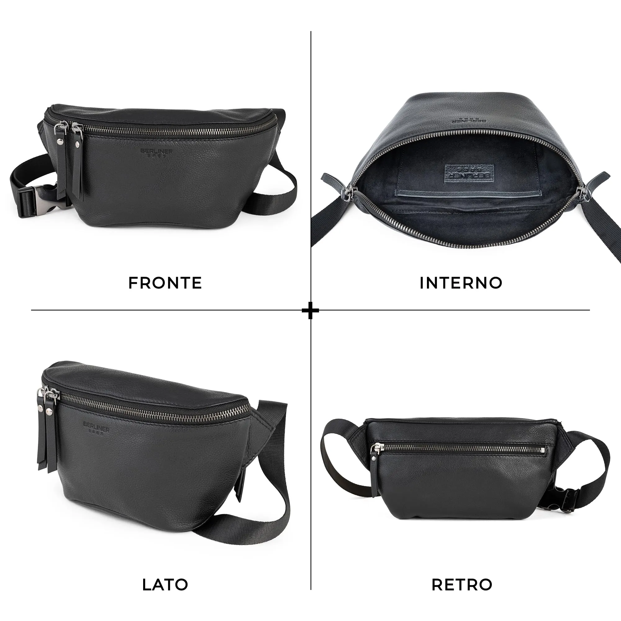 Berliner Bags Marsupio Noah Donna Elegante Uomo Borsa Tracolla Vera Pelle - immagine 6