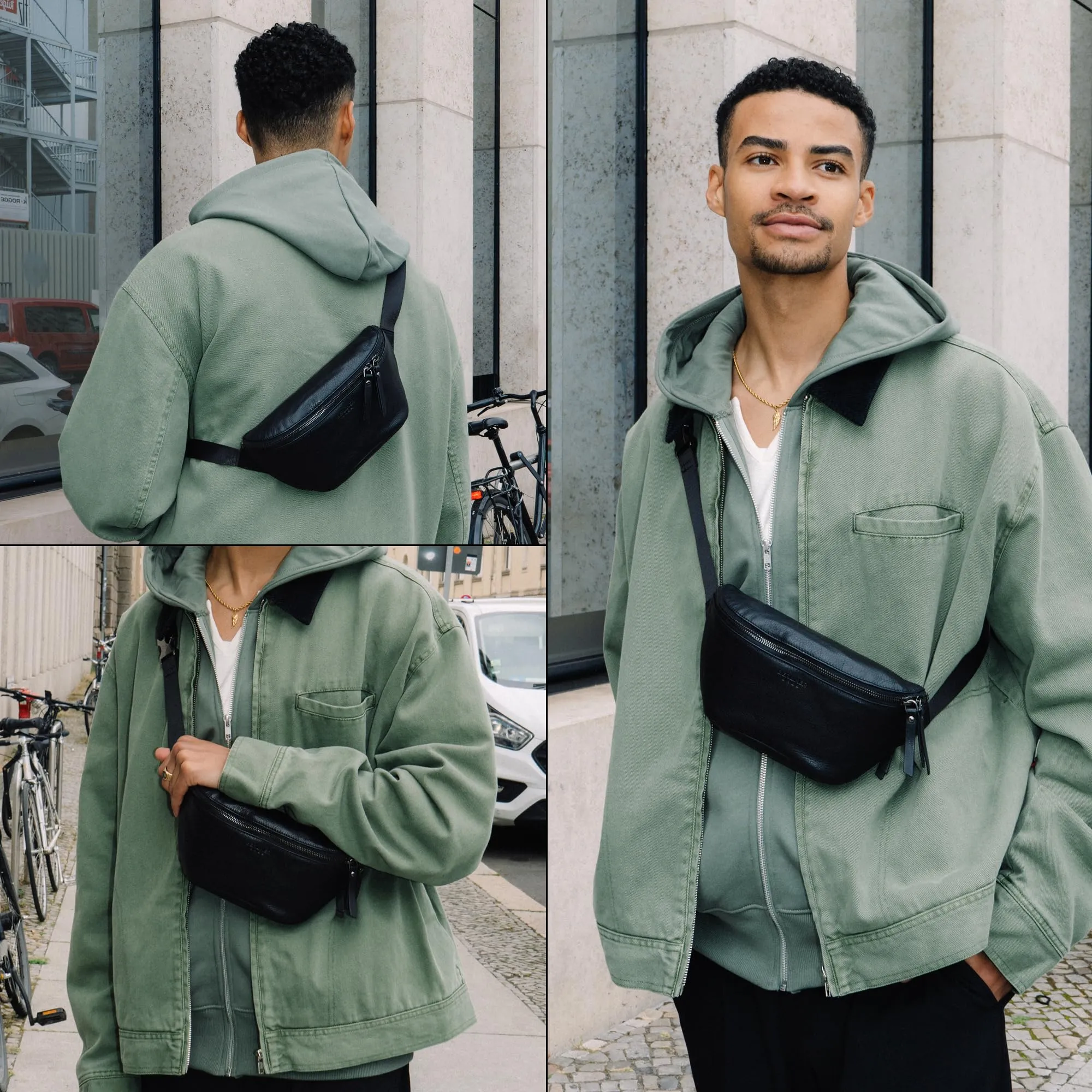 Berliner Bags Marsupio Noah Donna Elegante Uomo Borsa Tracolla Vera Pelle - immagine 7