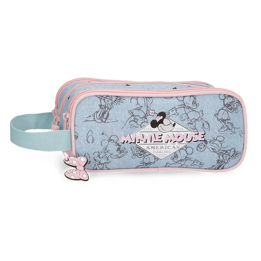 Disney Joumma Bags Minnie American Darling Custodie, tracolla, blu e rosa, organizzare e trasportare le matite e le penne, vari scomparti., blu, Astuccio triplo - immagine 1