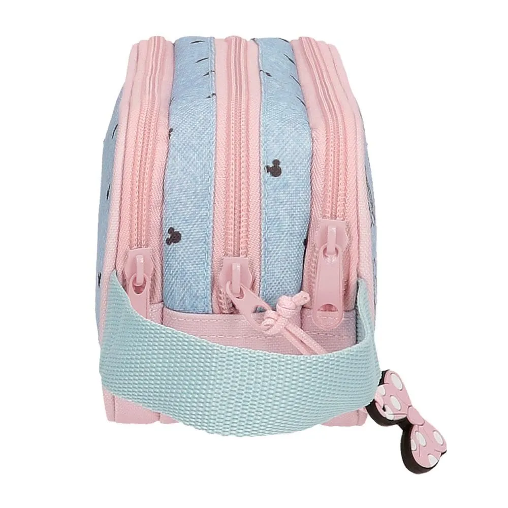 Disney Joumma Bags Minnie American Darling Custodie, tracolla, blu e rosa, organizzare e trasportare le matite e le penne, vari scomparti., blu, Astuccio triplo - immagine 2