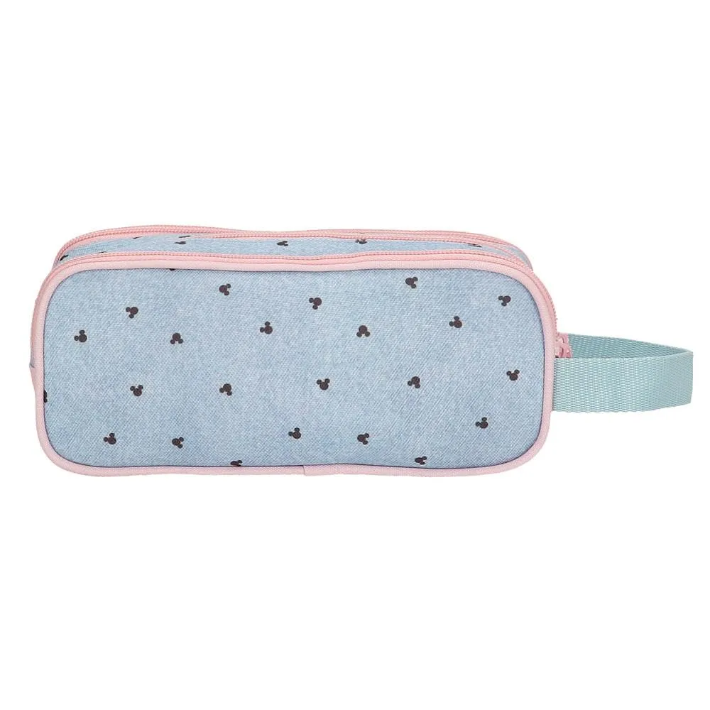 Disney Joumma Bags Minnie American Darling Custodie, tracolla, blu e rosa, organizzare e trasportare le matite e le penne, vari scomparti., blu, Astuccio triplo - immagine 3