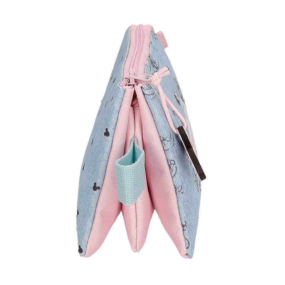 Disney Joumma Bags Minnie American Darling Custodie, tracolla, blu e rosa, organizzare e trasportare le matite e le penne, vari scomparti., blu, Astuccio - immagine 2