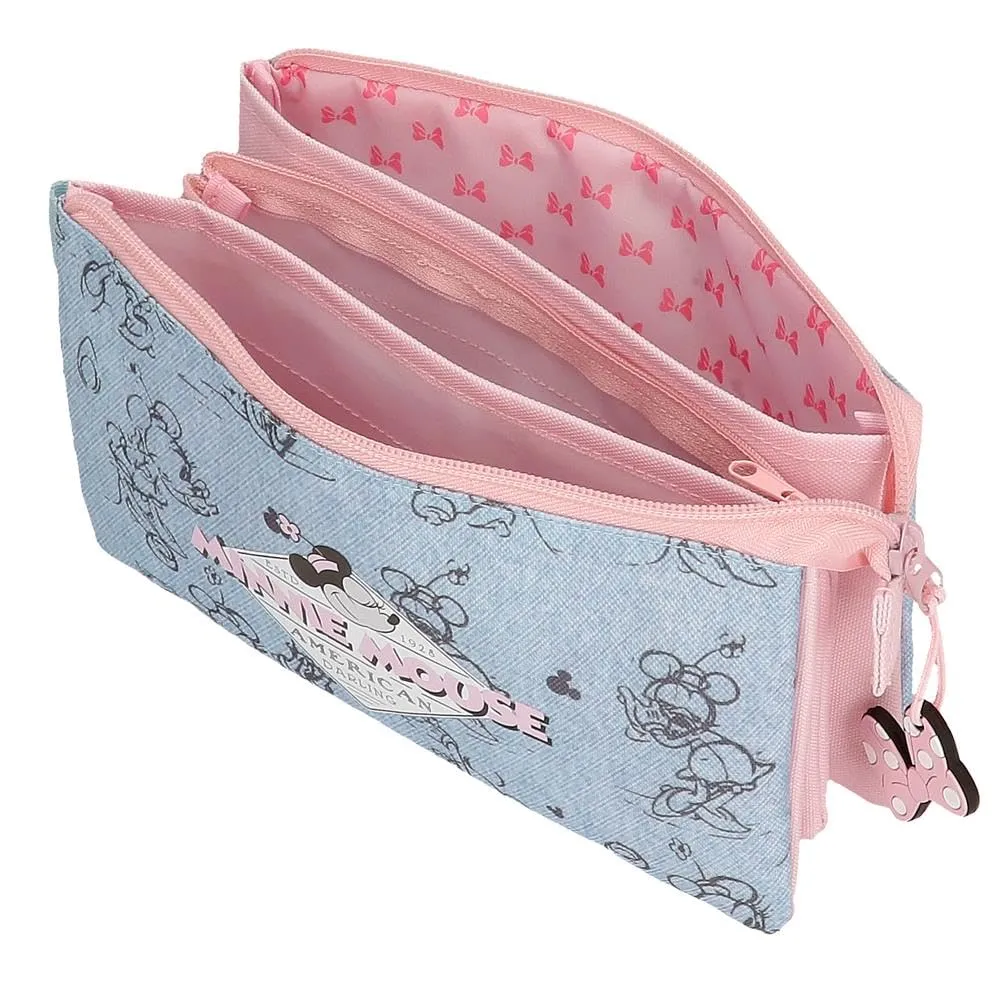 Disney Joumma Bags Minnie American Darling Custodie, tracolla, blu e rosa, organizzare e trasportare le matite e le penne, vari scomparti., blu, Astuccio - immagine 4