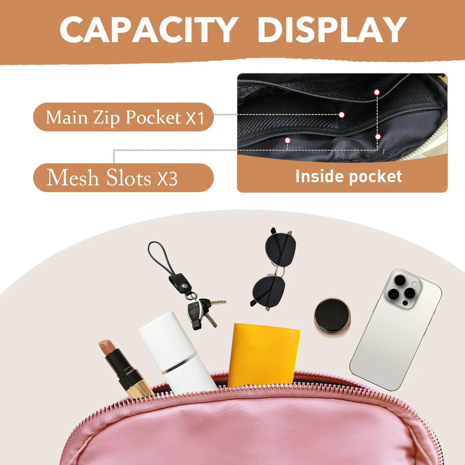 JENCVNL Marsupio per Donna Uomo, Marsupio alla moda per donna Piccola borsa a tracolla Marsupio leggero con tracolla regolabile per corsa Escursionismo Allenamento Viaggi (Rosa) - immagine 5