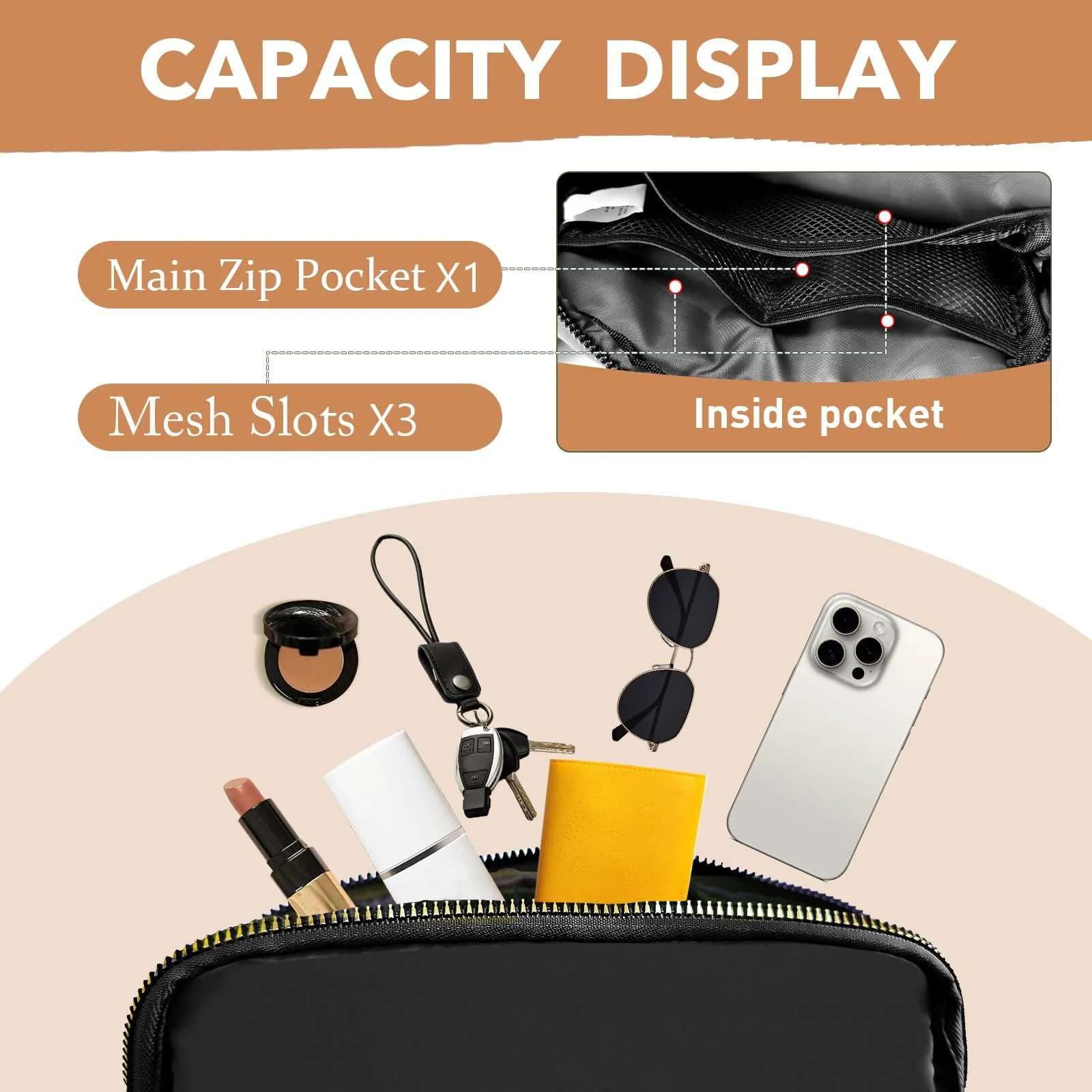 JENCVNL Marsupio per Donna Uomo, Marsupio alla moda per donna Piccola borsa a tracolla Marsupio leggero con tracolla regolabile per corsa Escursionismo Allenamento Viaggi (Nero) - immagine 5