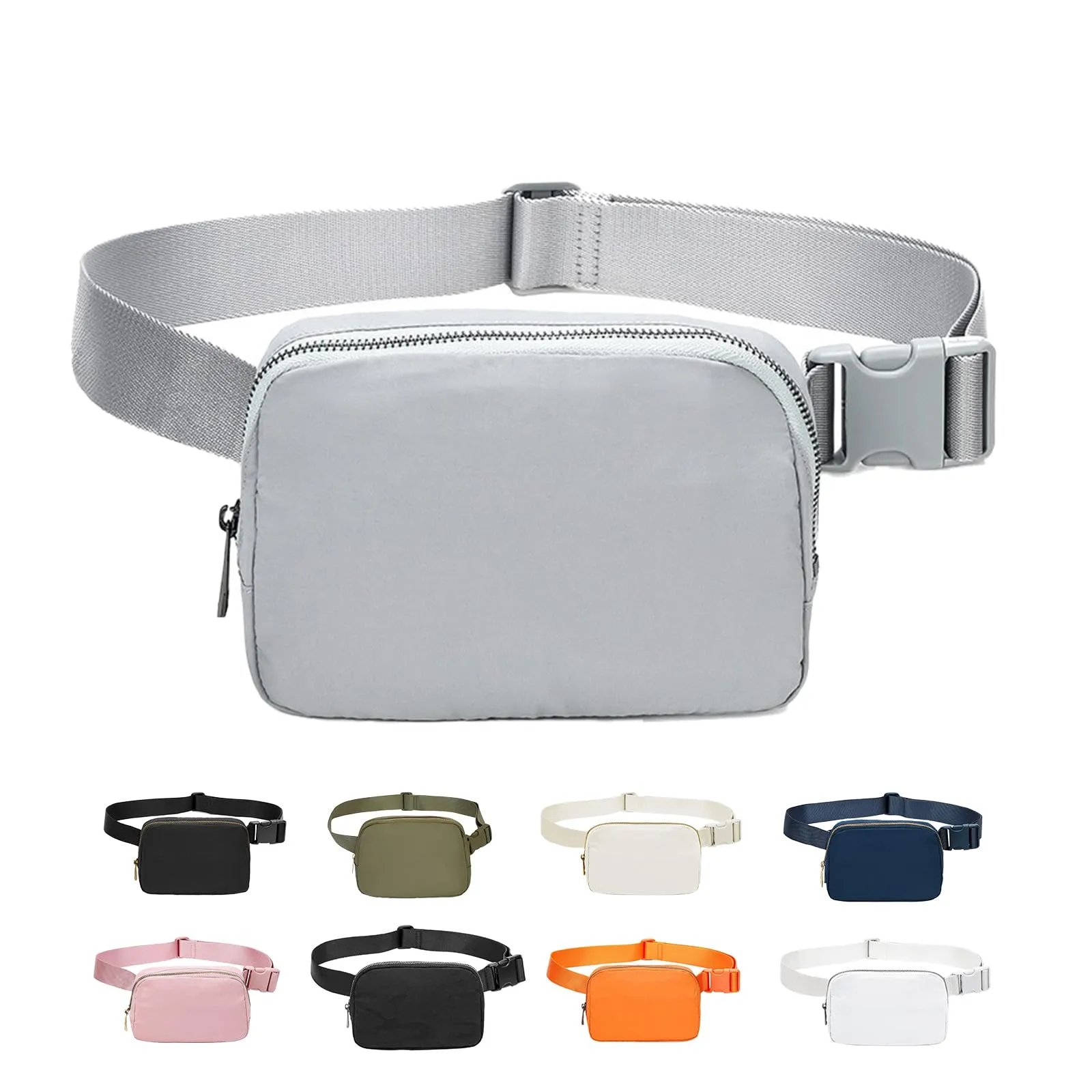 JENCVNL Marsupio per Donna Uomo, Marsupio alla moda per donna Piccola borsa a tracolla Marsupio leggero con tracolla regolabile per corsa Escursionismo Allenamento Viaggi (Grigio) - immagine 1